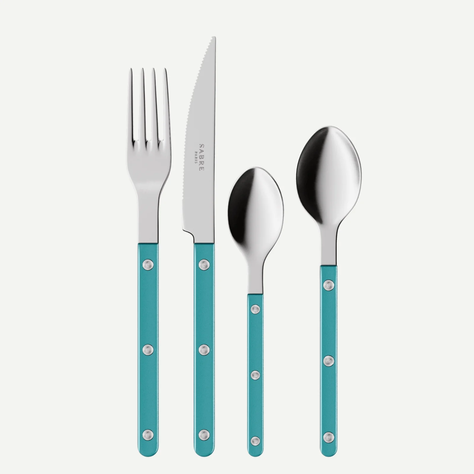 Bistrot Pearly, Turquoise - Set de 4 couverts de table