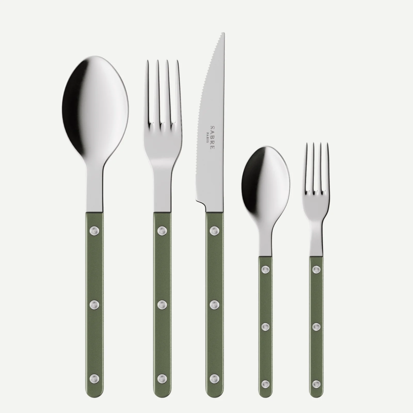 Bistrot Pearly, Vert foncé - Set de 5 couverts de table