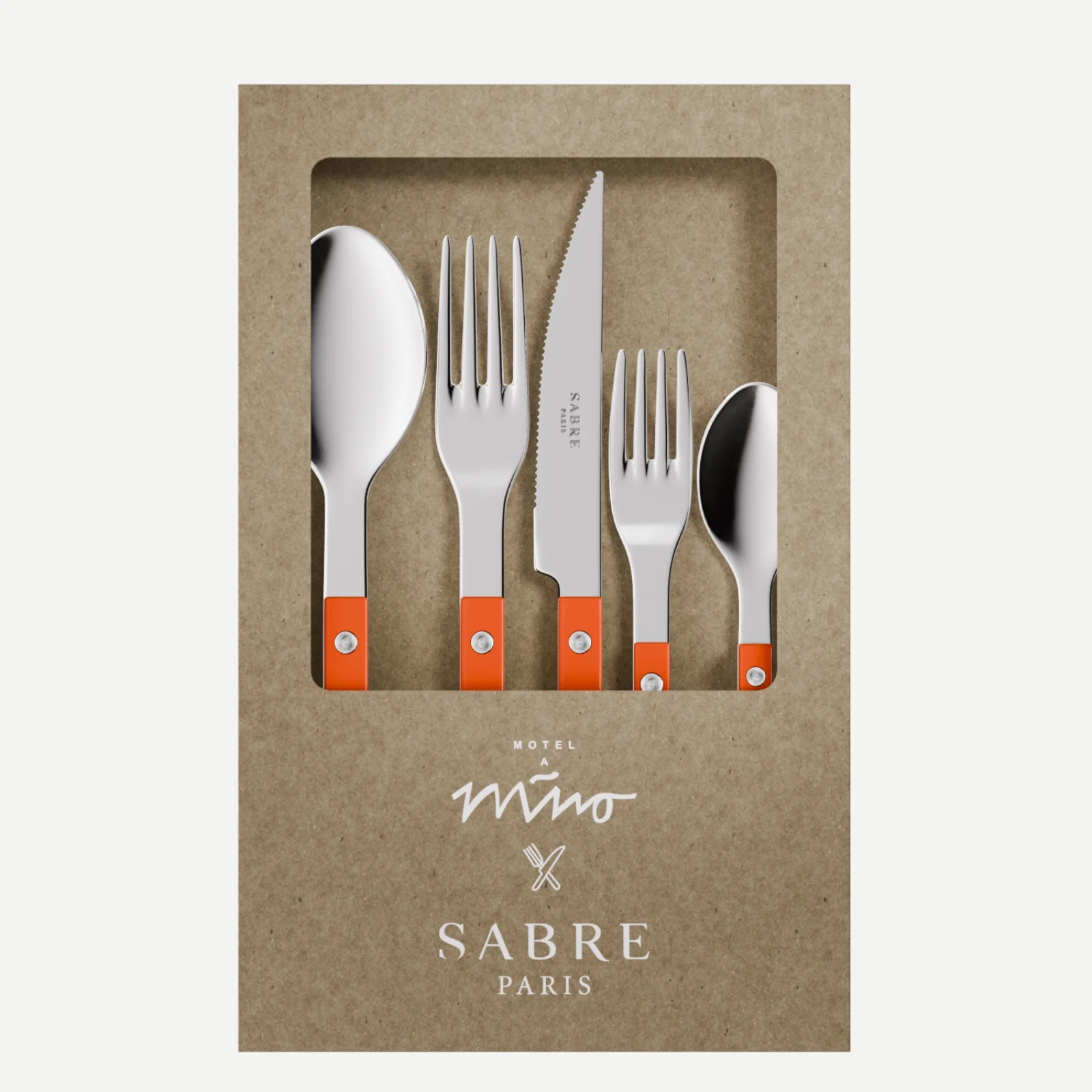 Bistrot Sabre Paris x Motel A Miio, Orange / Ivoire - Set de 5 couverts de table