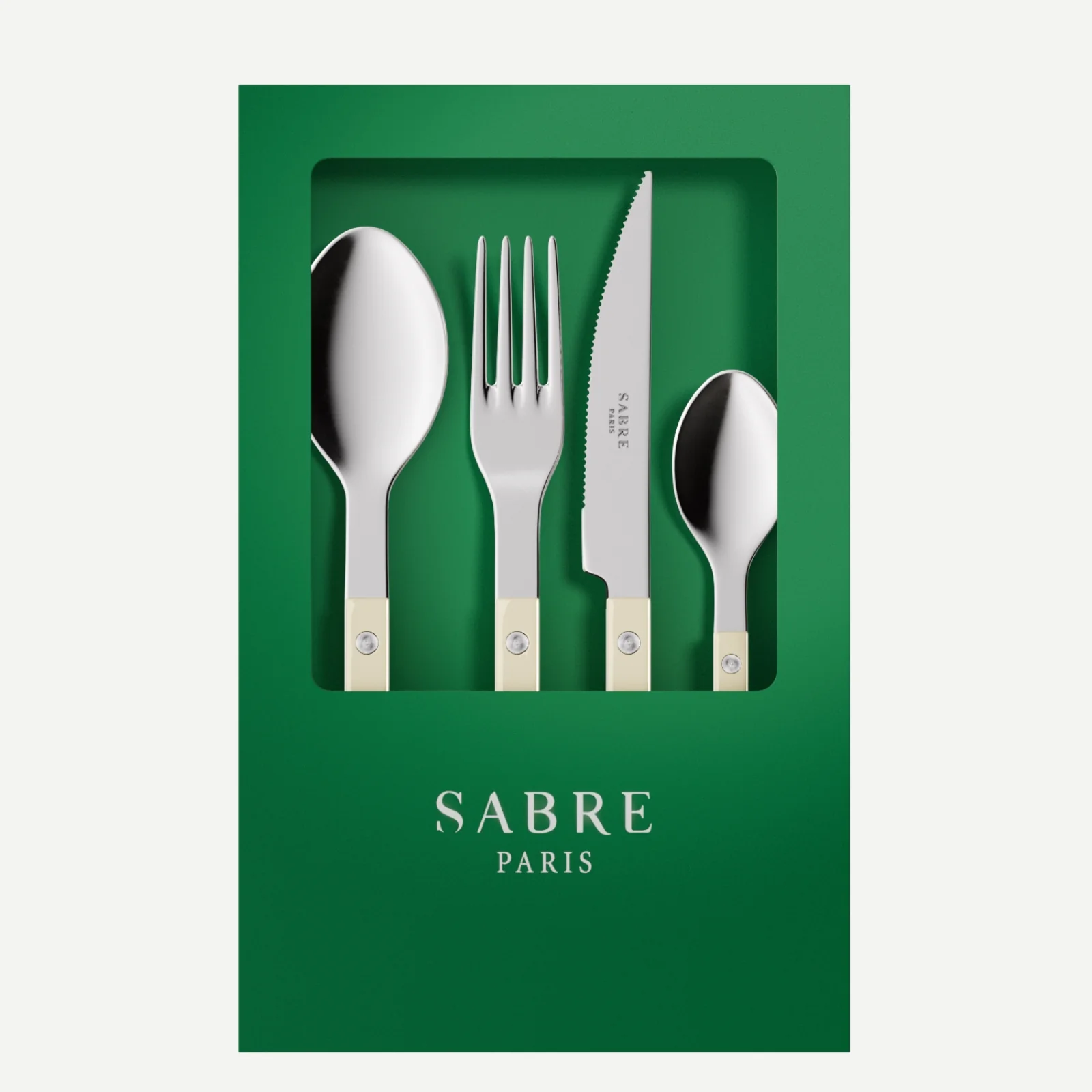 Bistrot Uni, Ivoire - Coffret de 4 couverts de table