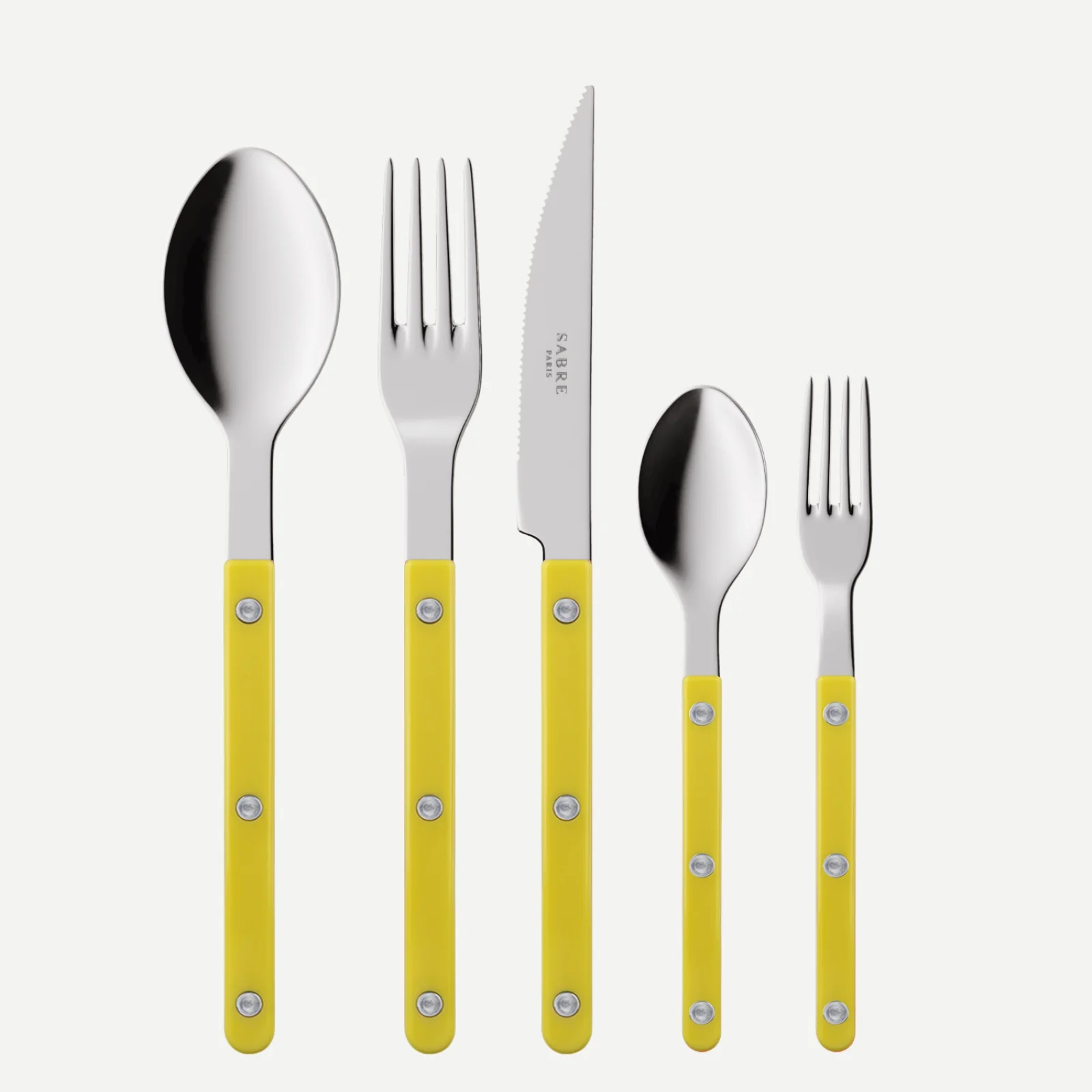 Bistrot Uni, Jaune - Set de 5 couverts de table