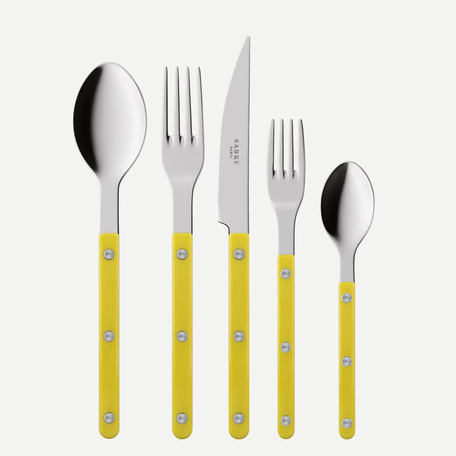 Bistrot Uni, Jaune - Set de 5 couverts de table