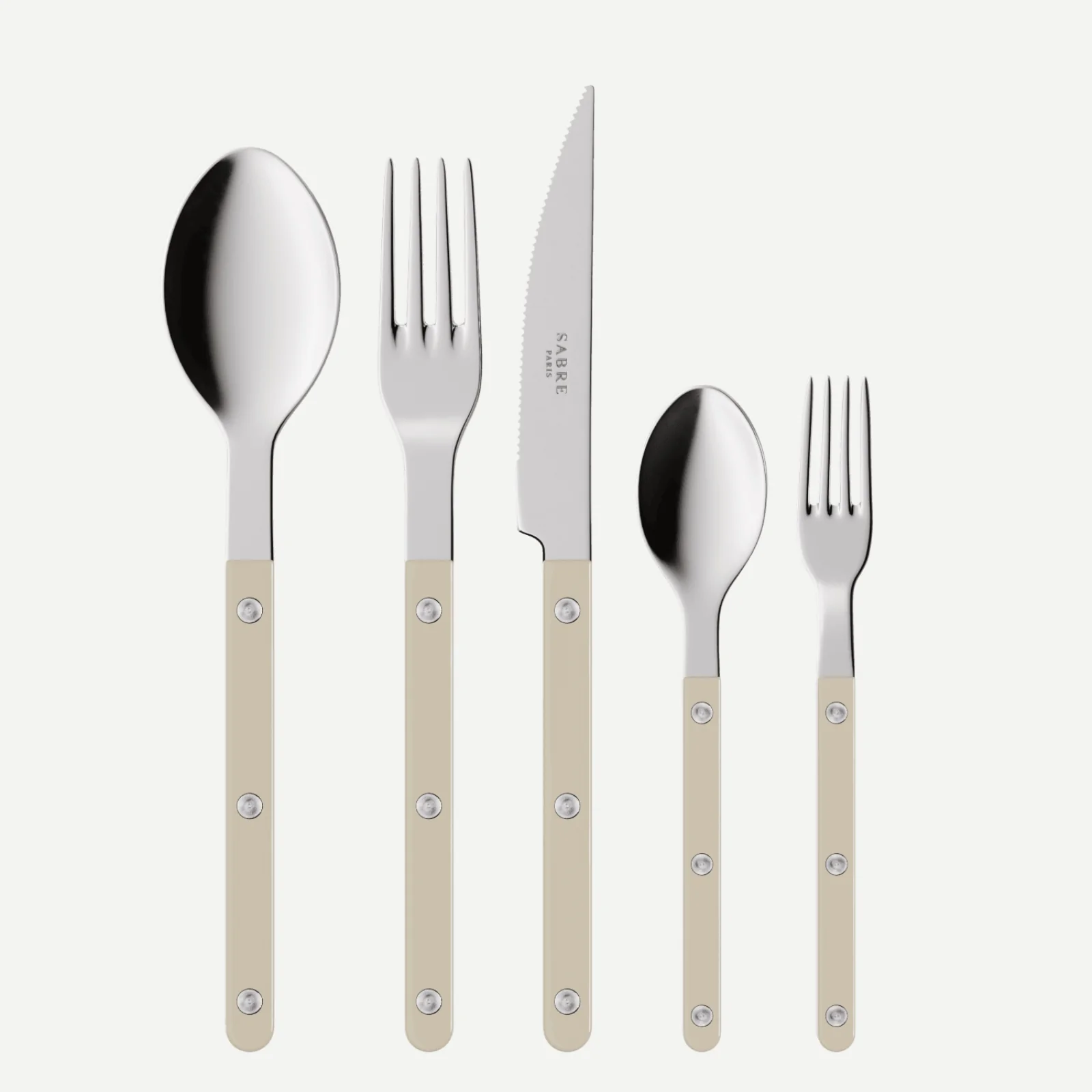 Bistrot Uni, Mastic - Set de 5 couverts de table