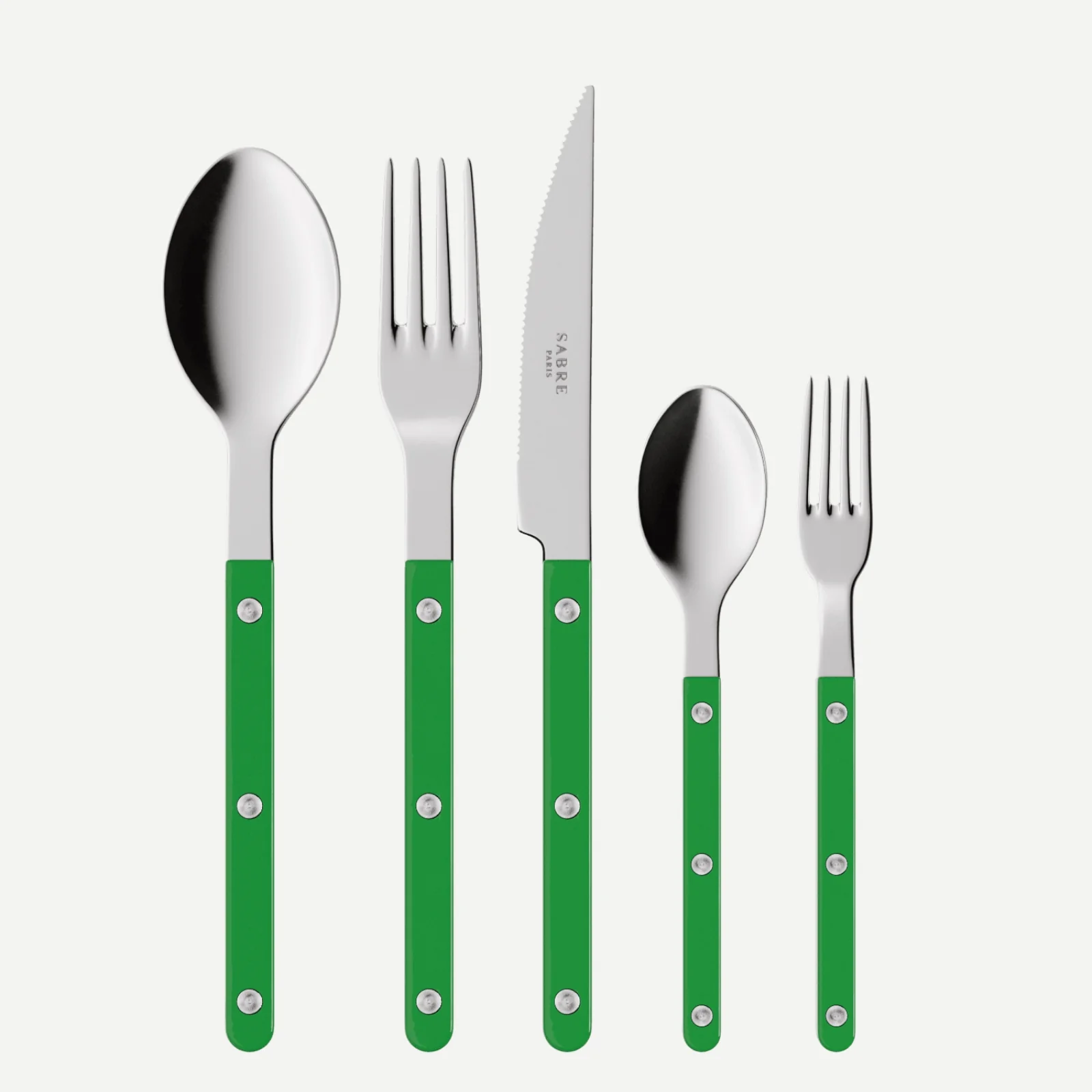 Bistrot Uni, Vert jardin - Set de 5 couverts de table