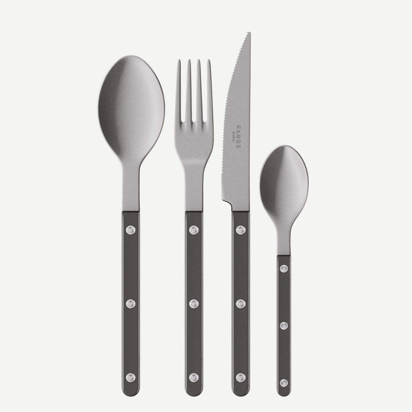 Bistrot Vintage Pearly, Anthracite - Set de 4 couverts de table