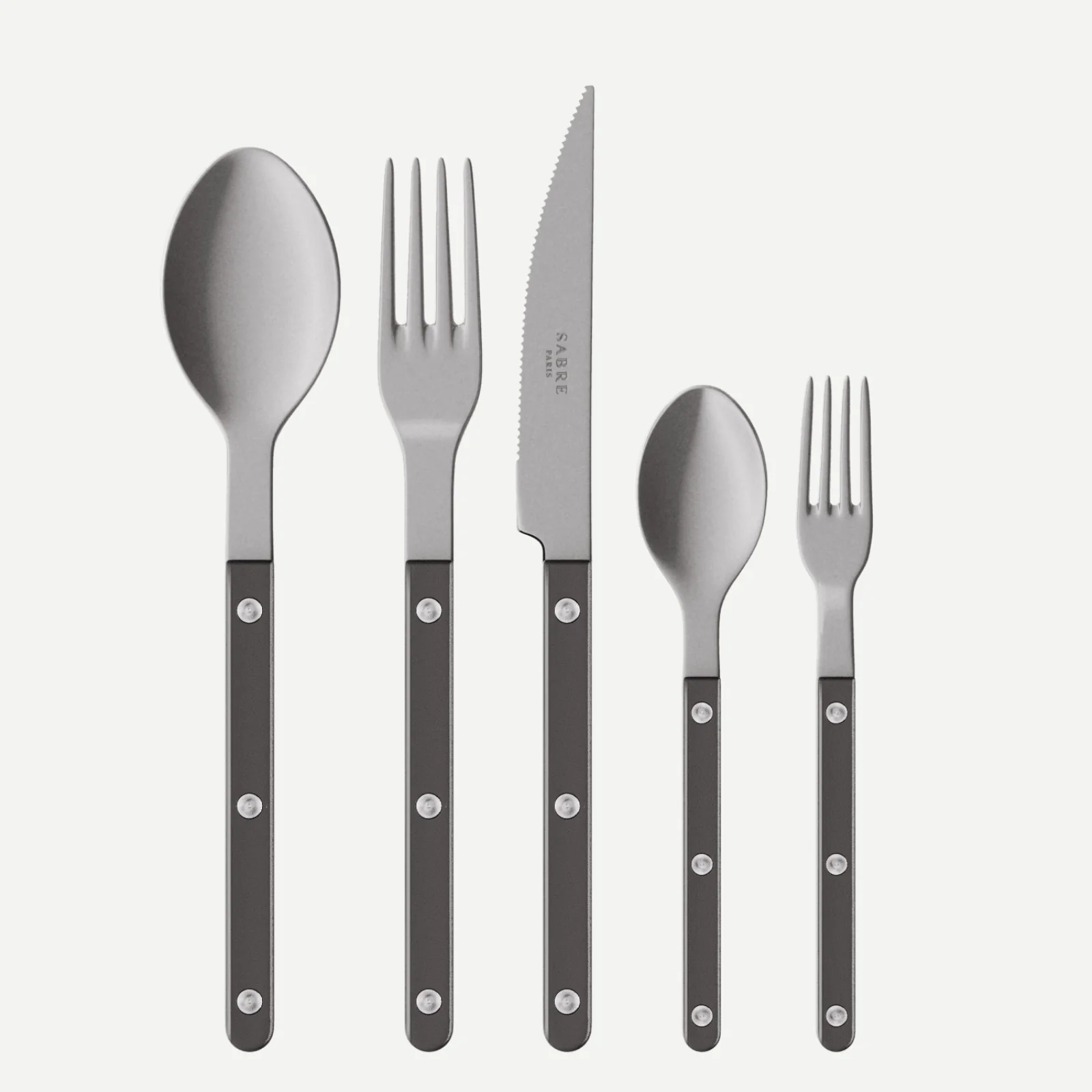 Bistrot Vintage Pearly, Anthracite - Set de 5 couverts de table