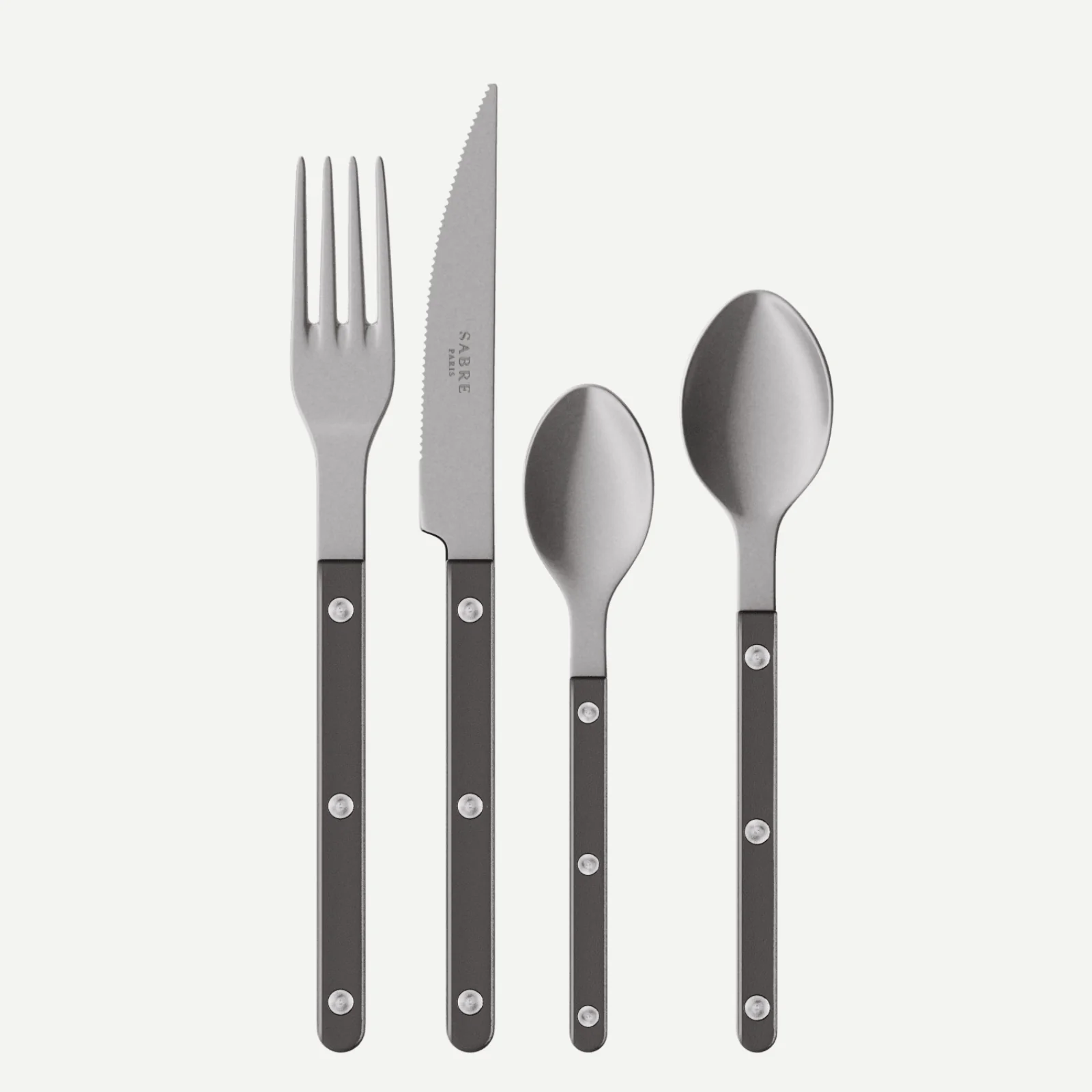Bistrot Vintage Pearly, Anthracite - Set de 4 couverts de table