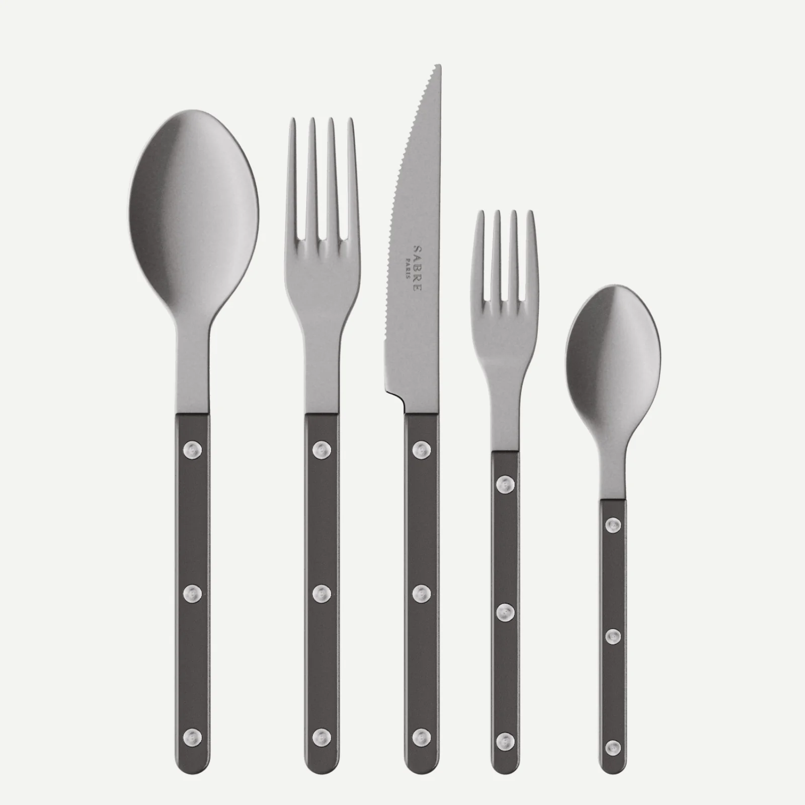 Bistrot Vintage Pearly, Anthracite - Set de 5 couverts de table