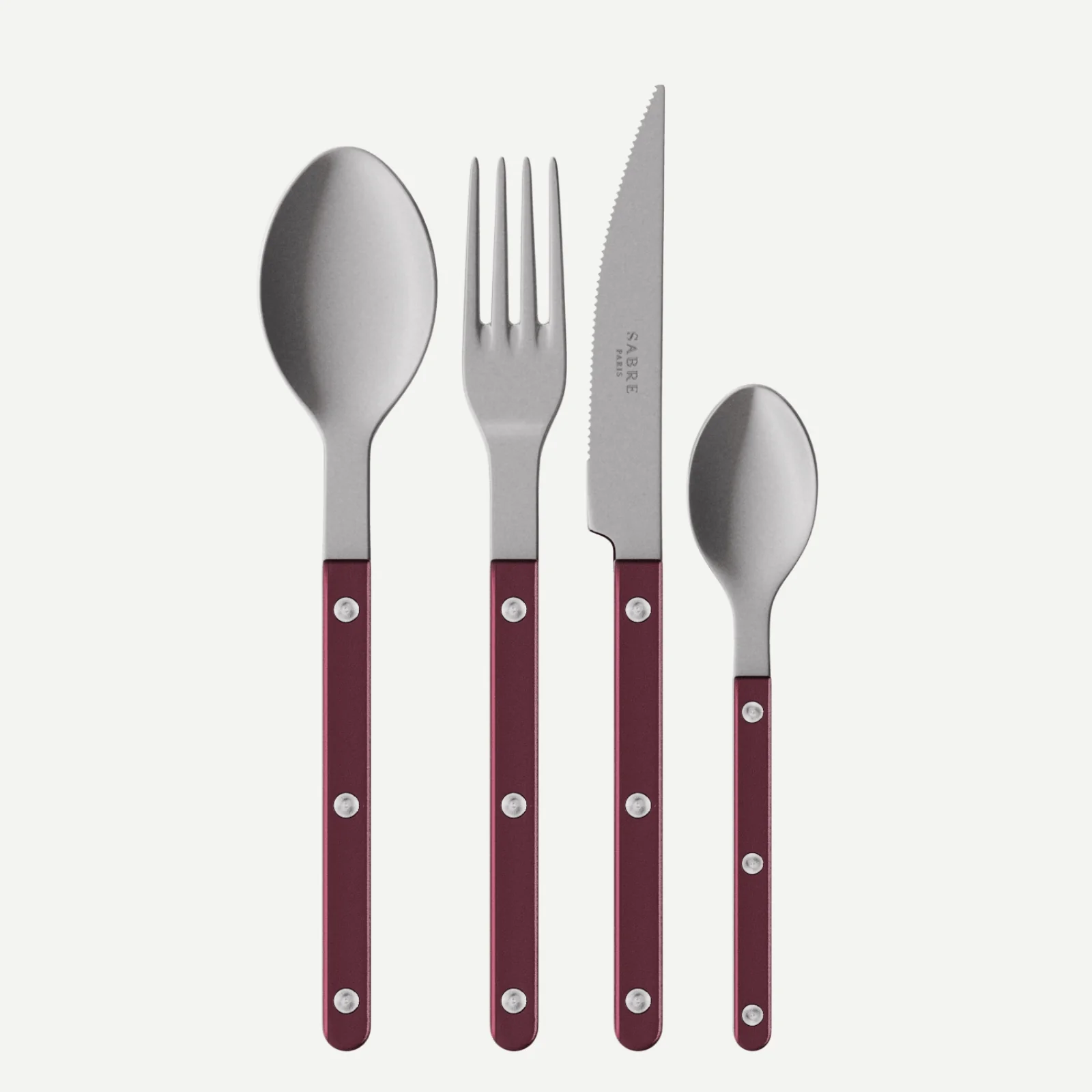Bistrot Vintage Pearly, Aubergine - Set de 4 couverts de table