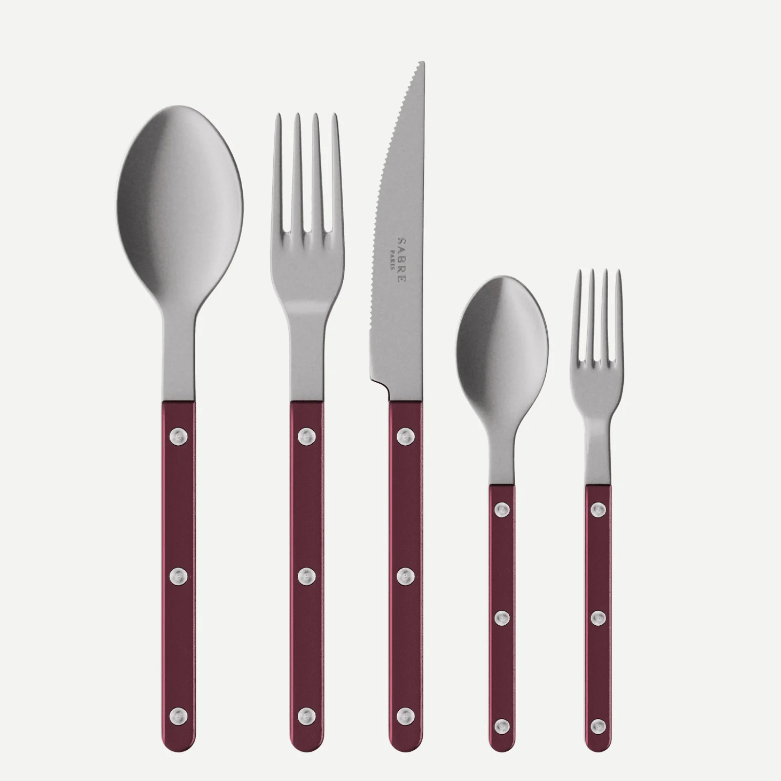 Bistrot Vintage Pearly, Aubergine - Set de 5 couverts de table