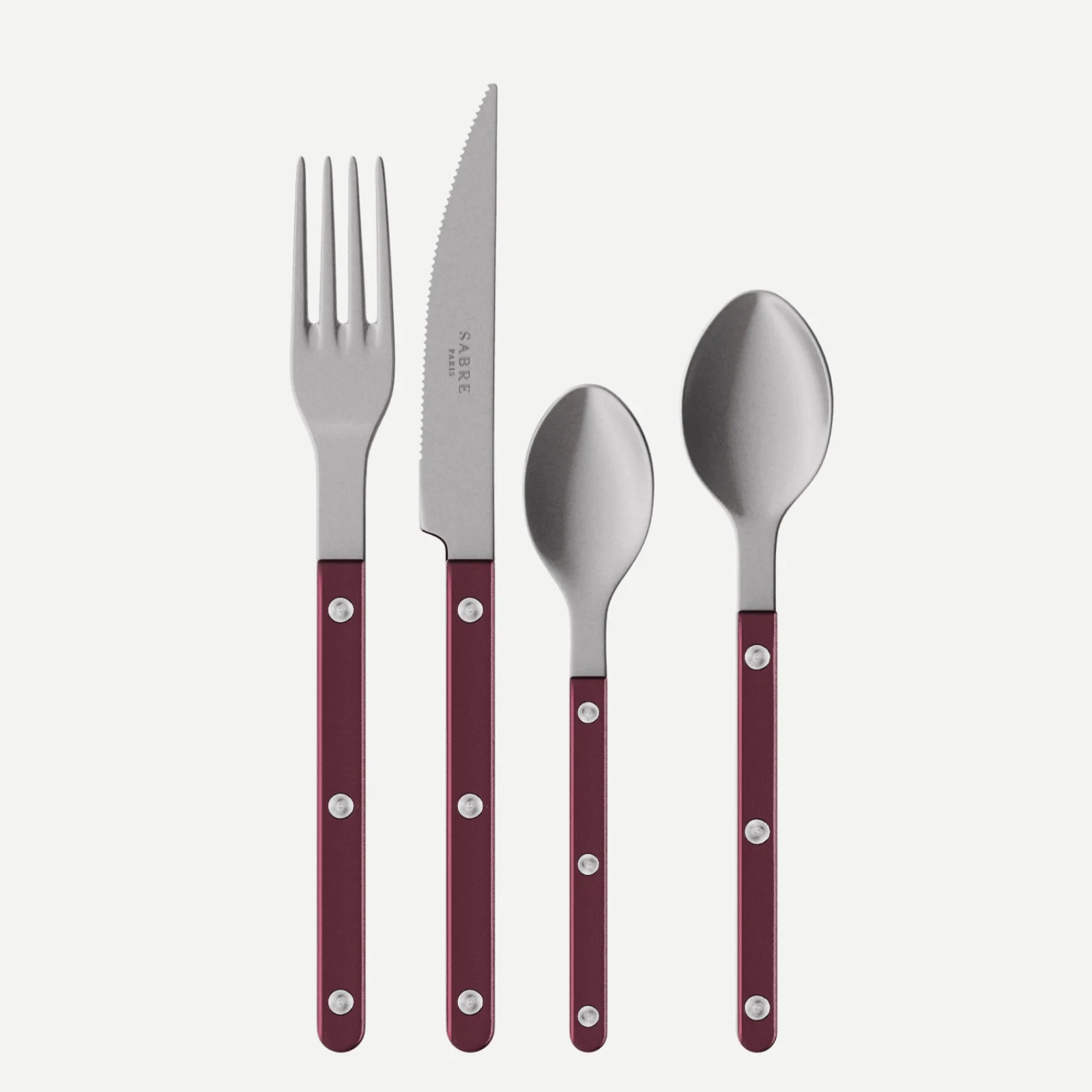 Bistrot Vintage Pearly, Aubergine - Set de 4 couverts de table