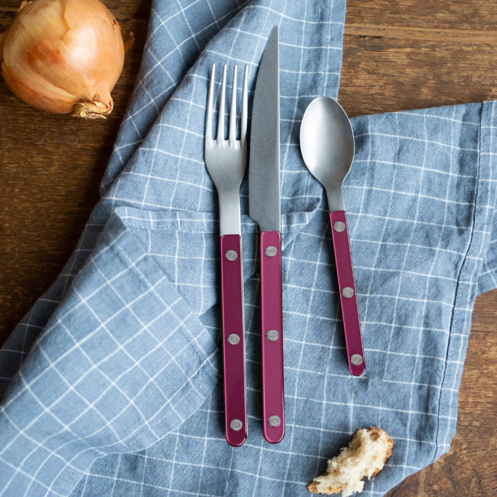 Bistrot Vintage Pearly, Aubergine - Coffret de 4 couverts de table - Image 2