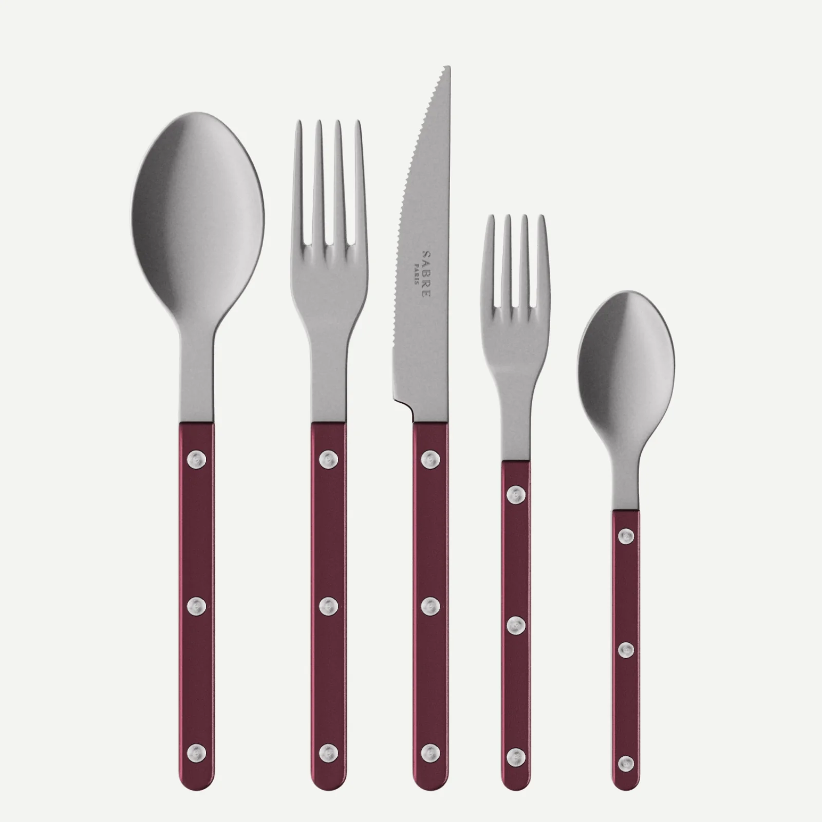 Bistrot Vintage Pearly, Aubergine - Set de 5 couverts de table