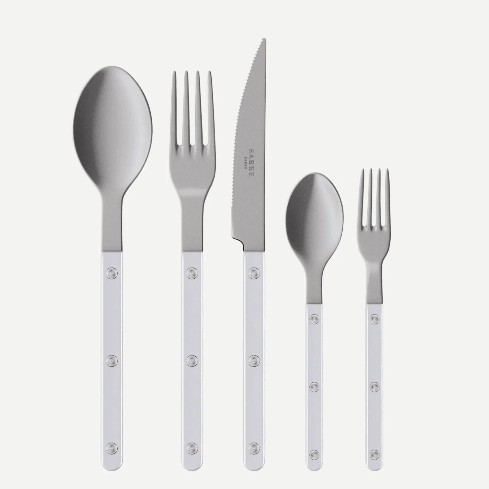 Bistrot Vintage Pearly, Blanc - Set de 5 couverts de table