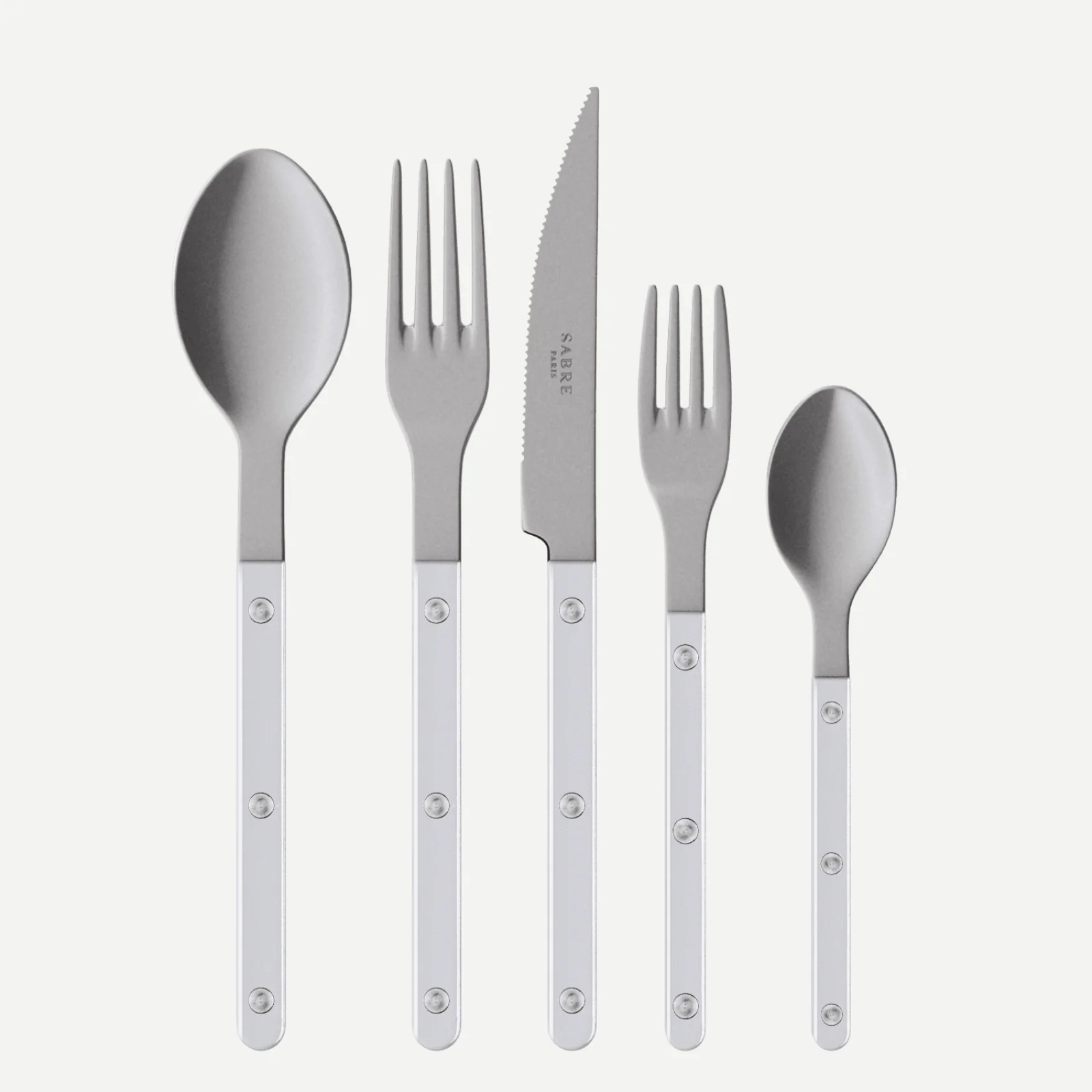 Bistrot Vintage Pearly, Blanc - Set de 5 couverts de table