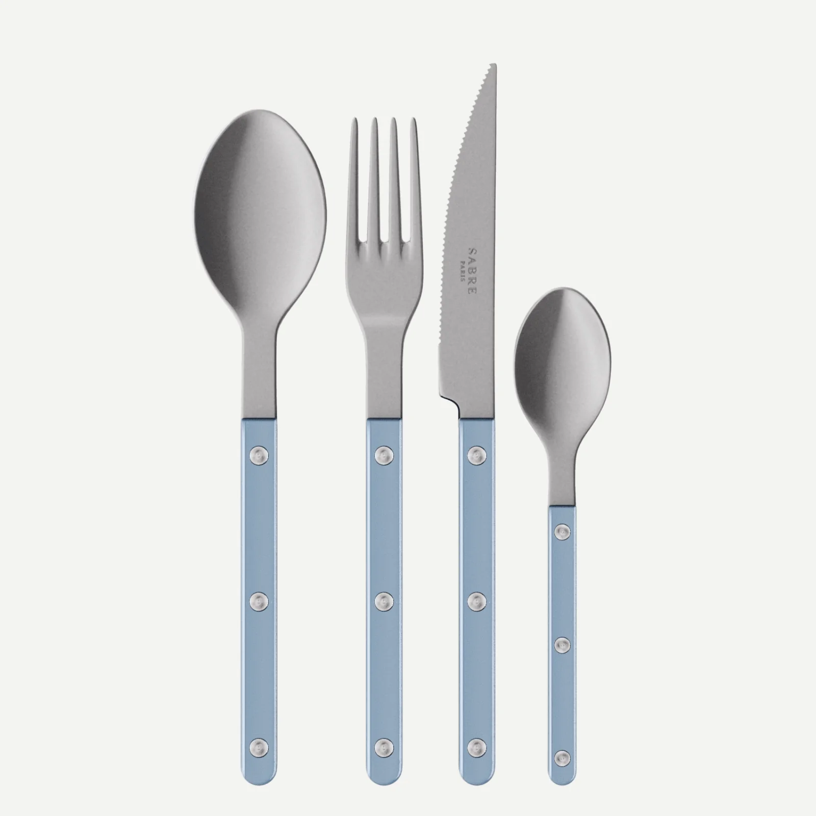Bistrot Vintage Pearly, Bleu clair - Set de 4 couverts de table