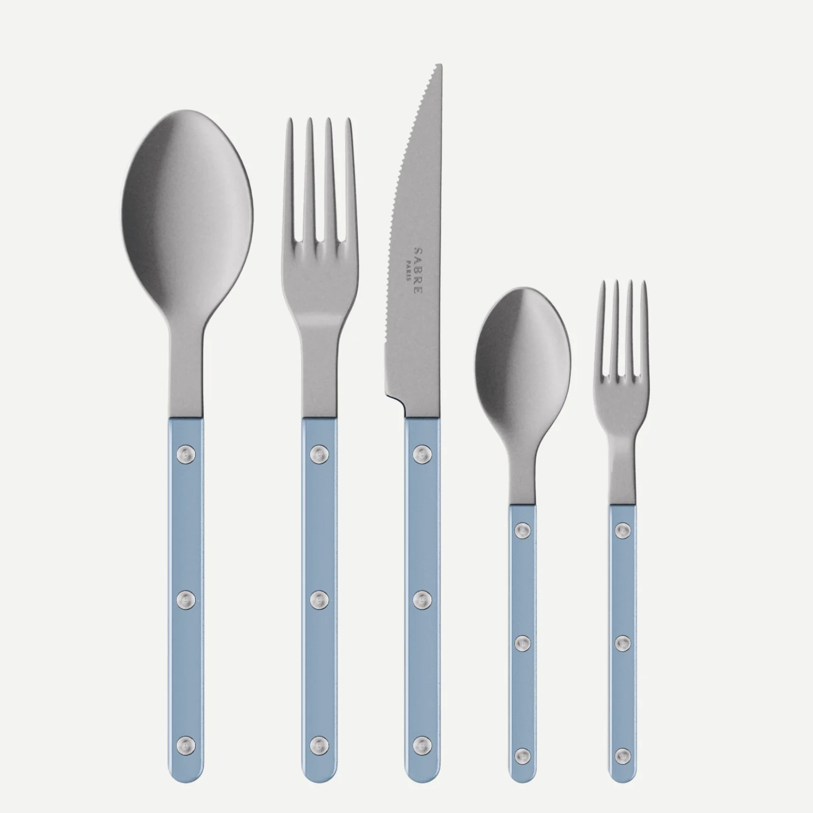 Bistrot Vintage Pearly, Bleu clair - Set de 5 couverts de table