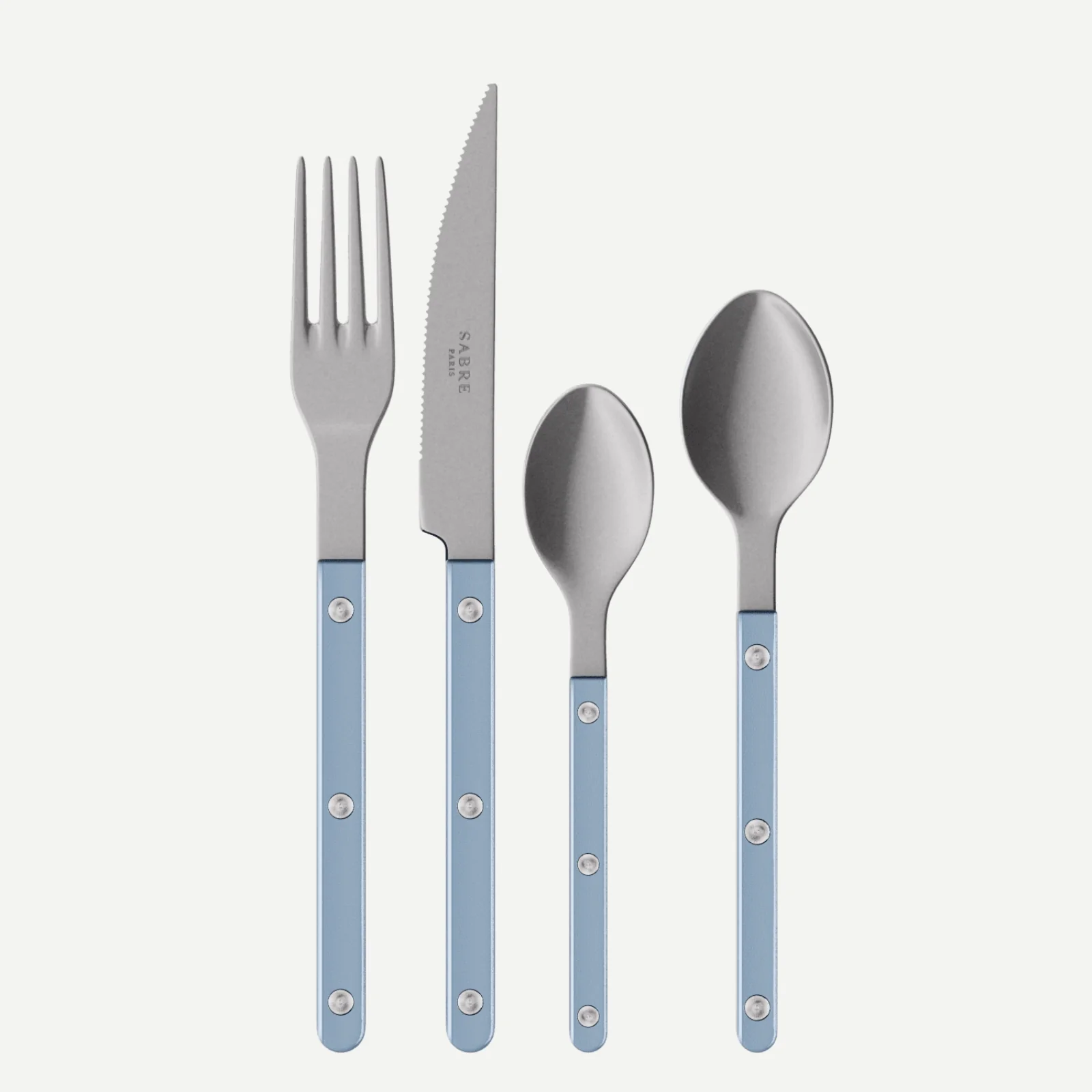 Bistrot Vintage Pearly, Bleu clair - Set de 4 couverts de table
