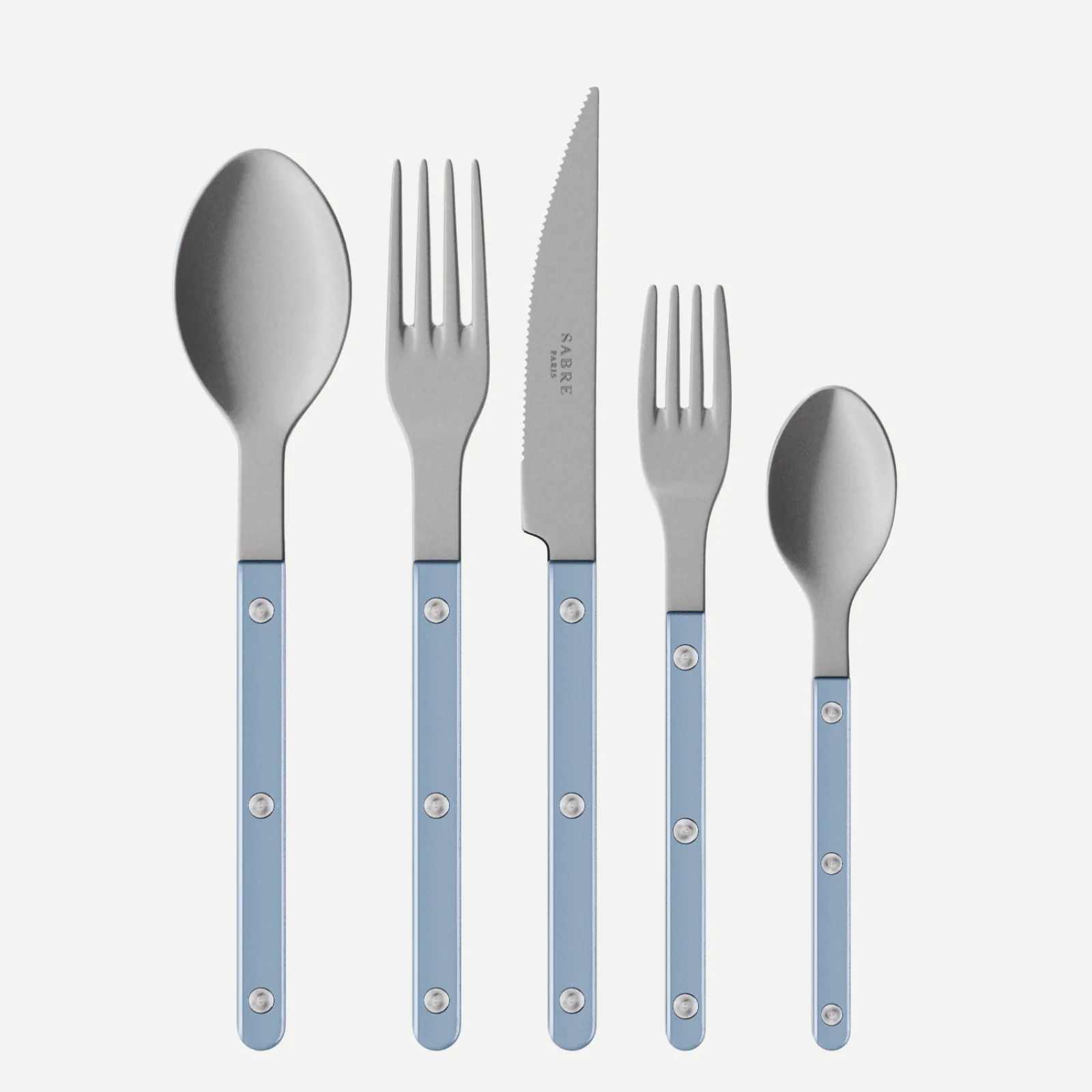 Bistrot Vintage Pearly, Bleu clair - Set de 5 couverts de table