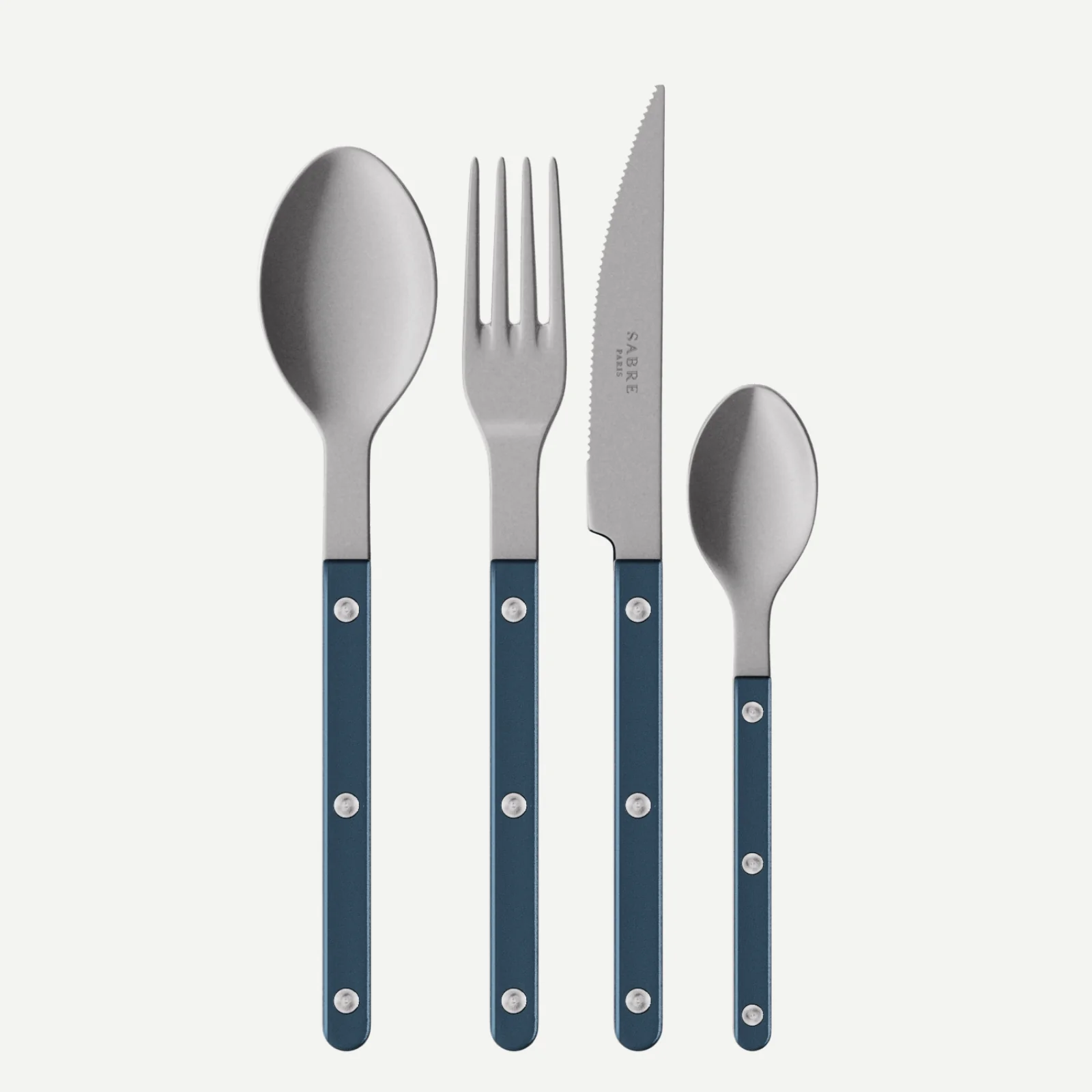 Bistrot Vintage Pearly, Bleu nuit - Set de 4 couverts de table