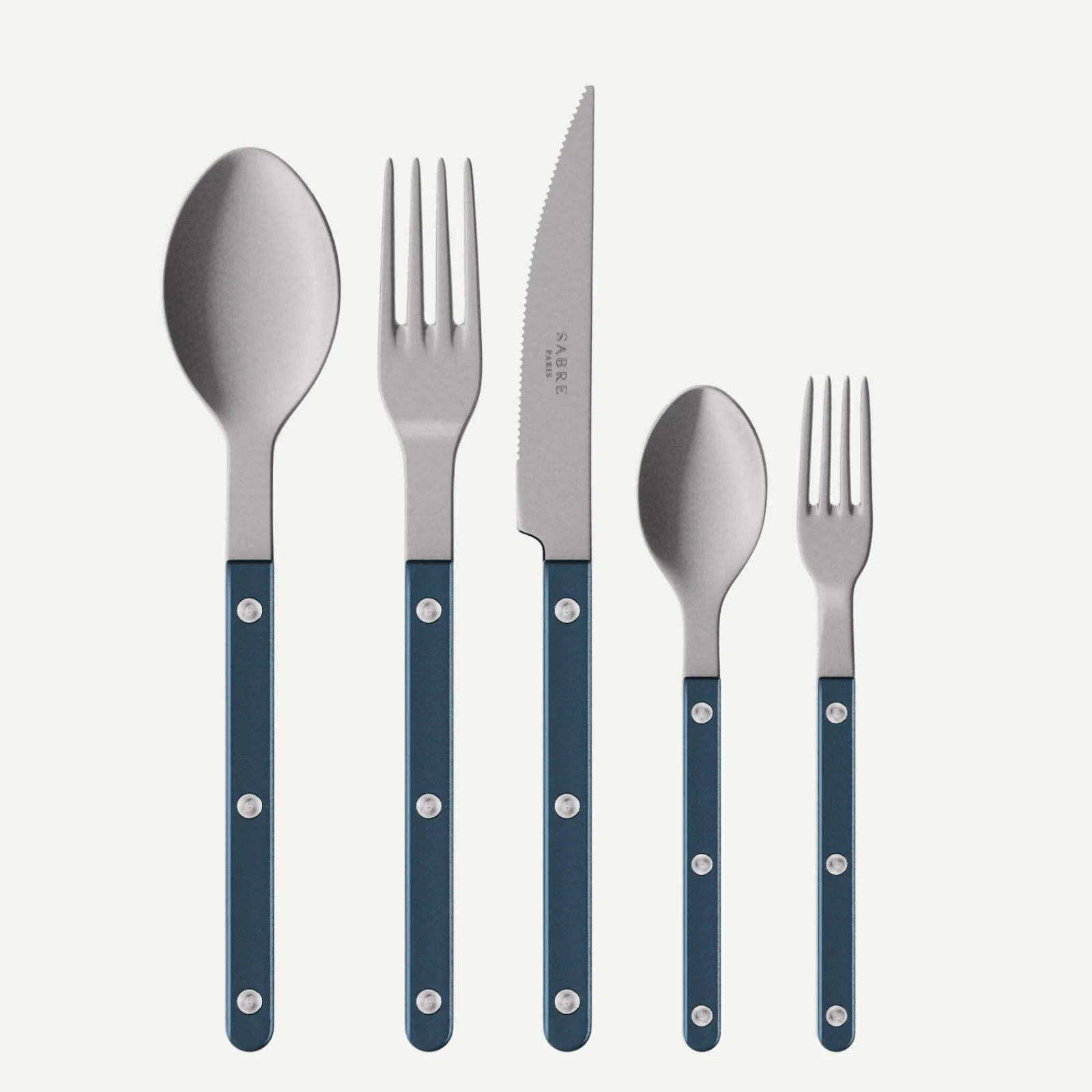 Bistrot Vintage Pearly, Bleu nuit - Set de 5 couverts de table