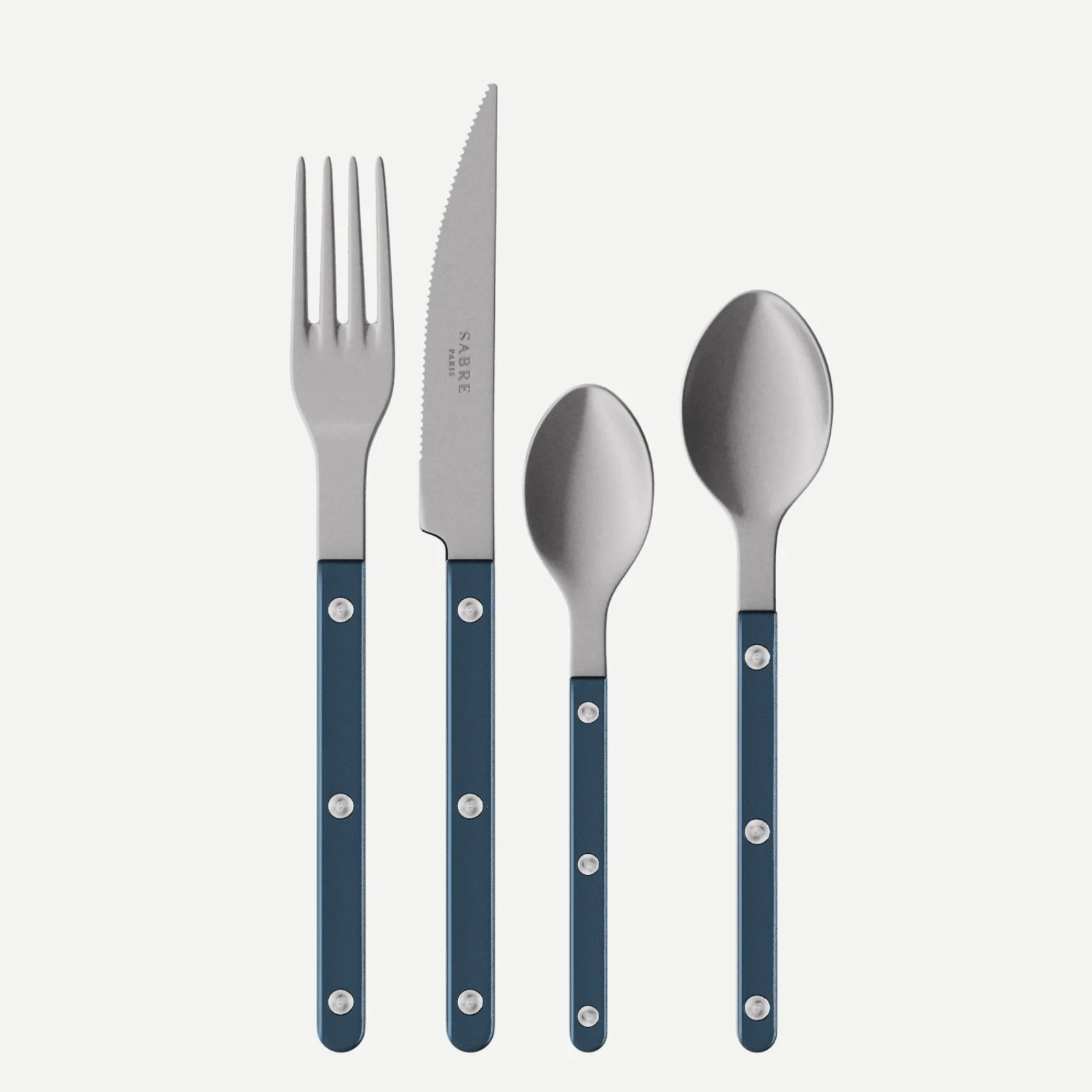 Bistrot Vintage Pearly, Bleu nuit - Set de 4 couverts de table