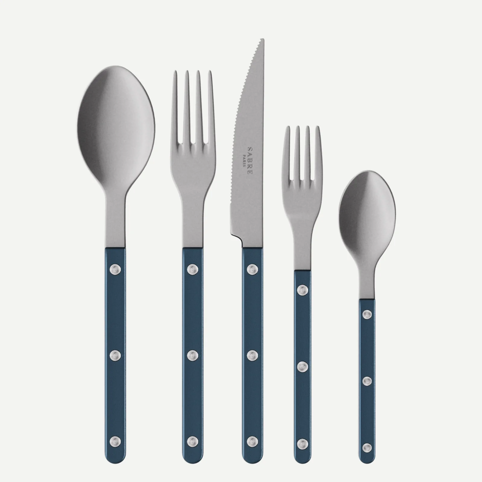 Bistrot Vintage Pearly, Bleu nuit - Set de 5 couverts de table