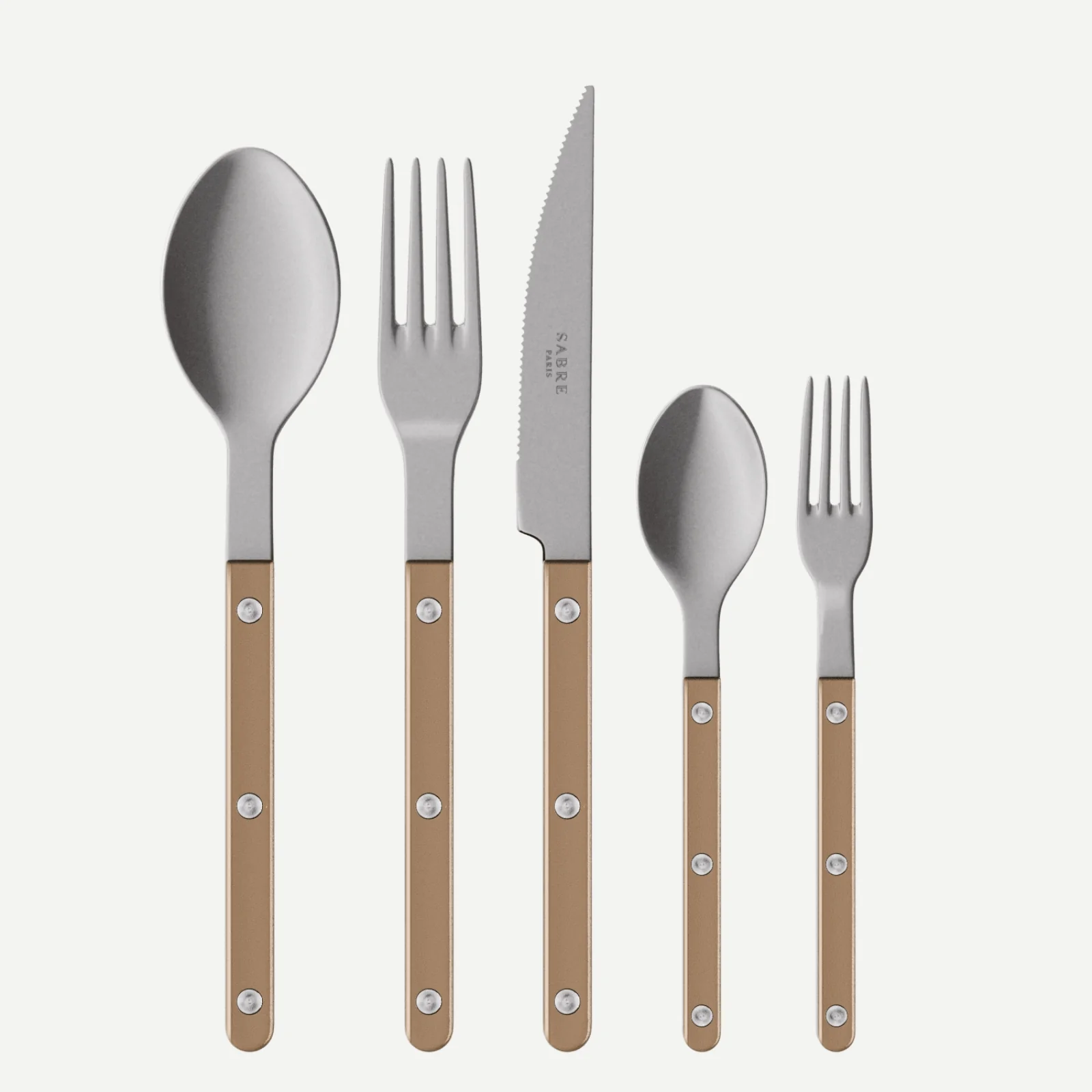 Bistrot Vintage Pearly, Caramel - Set de 5 couverts de table