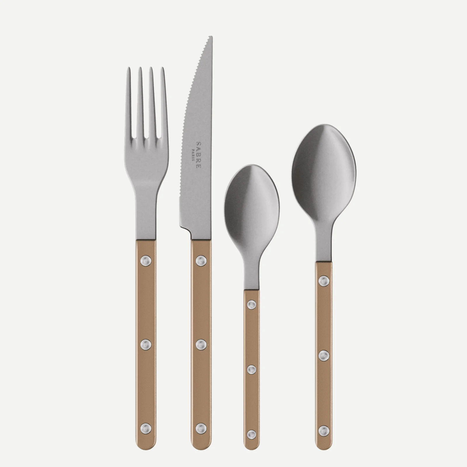 Bistrot Vintage Pearly, Caramel - Set de 4 couverts de table