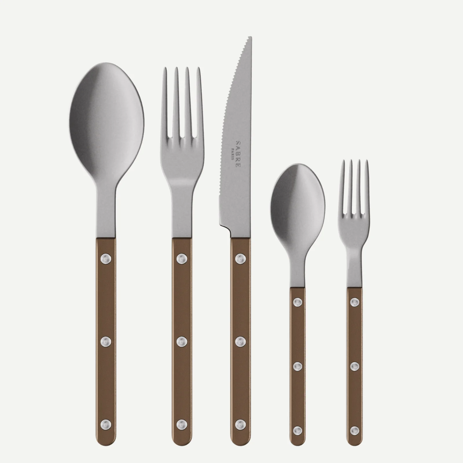 Bistrot Vintage Pearly, Marron - Set de 5 couverts de table