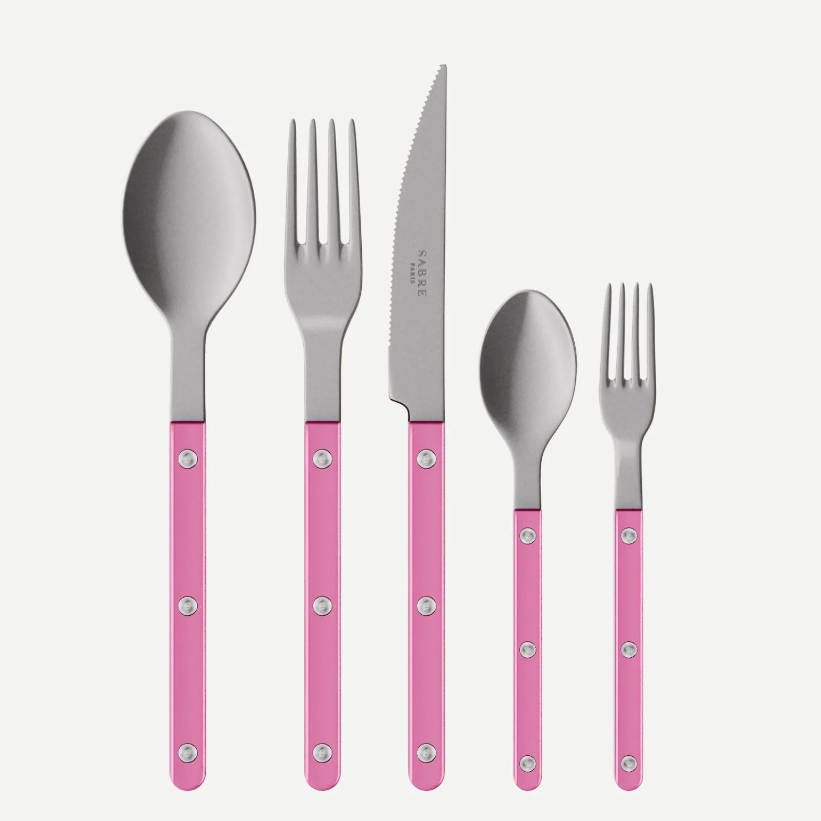 Bistrot Vintage Pearly, Rose - Set de 5 couverts de table