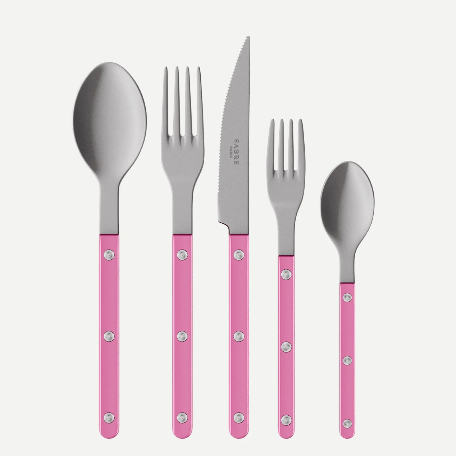 Bistrot Vintage Pearly, Rose - Set de 5 couverts de table