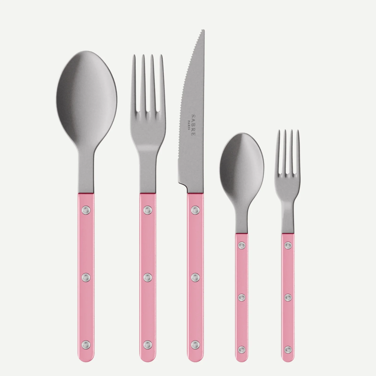Bistrot Vintage Pearly, Rose dragée - Set de 5 couverts de table