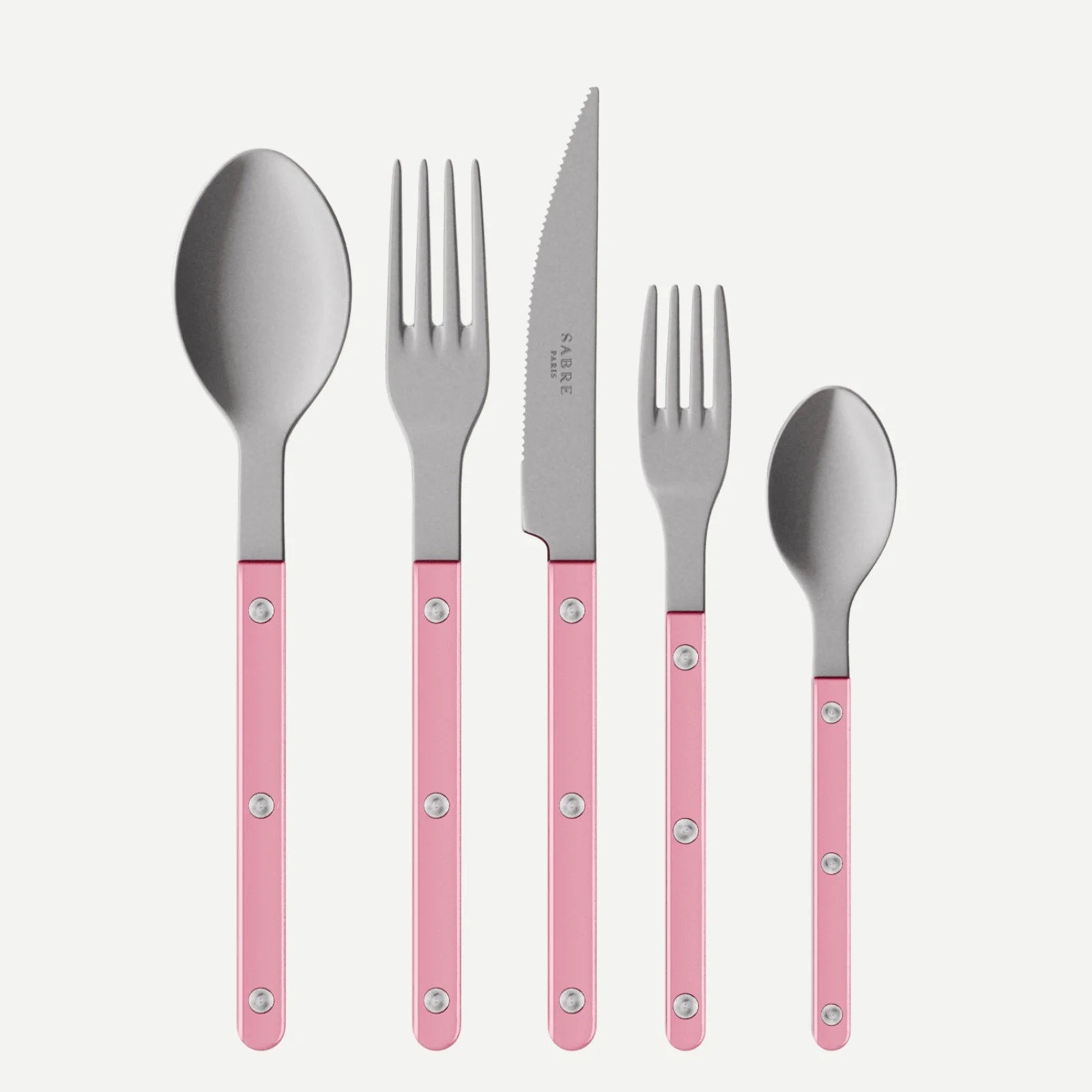 Bistrot Vintage Pearly, Rose dragée - Set de 5 couverts de table