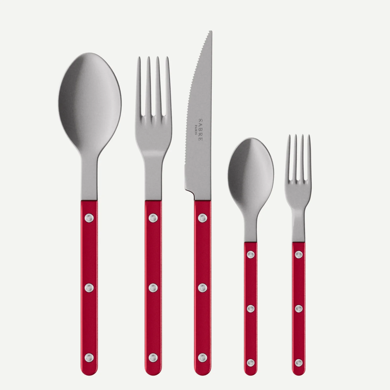 Bistrot Vintage Pearly, Rouge - Set de 5 couverts de table