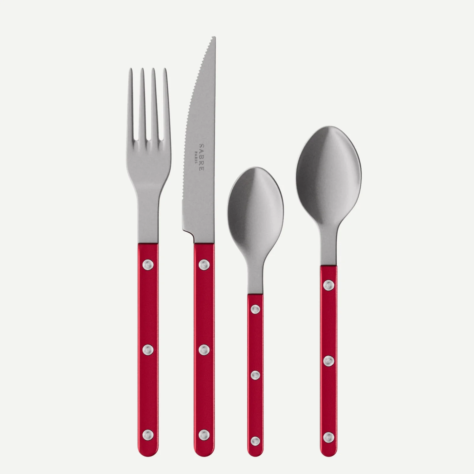 Bistrot Vintage Pearly, Rouge - Set de 4 couverts de table