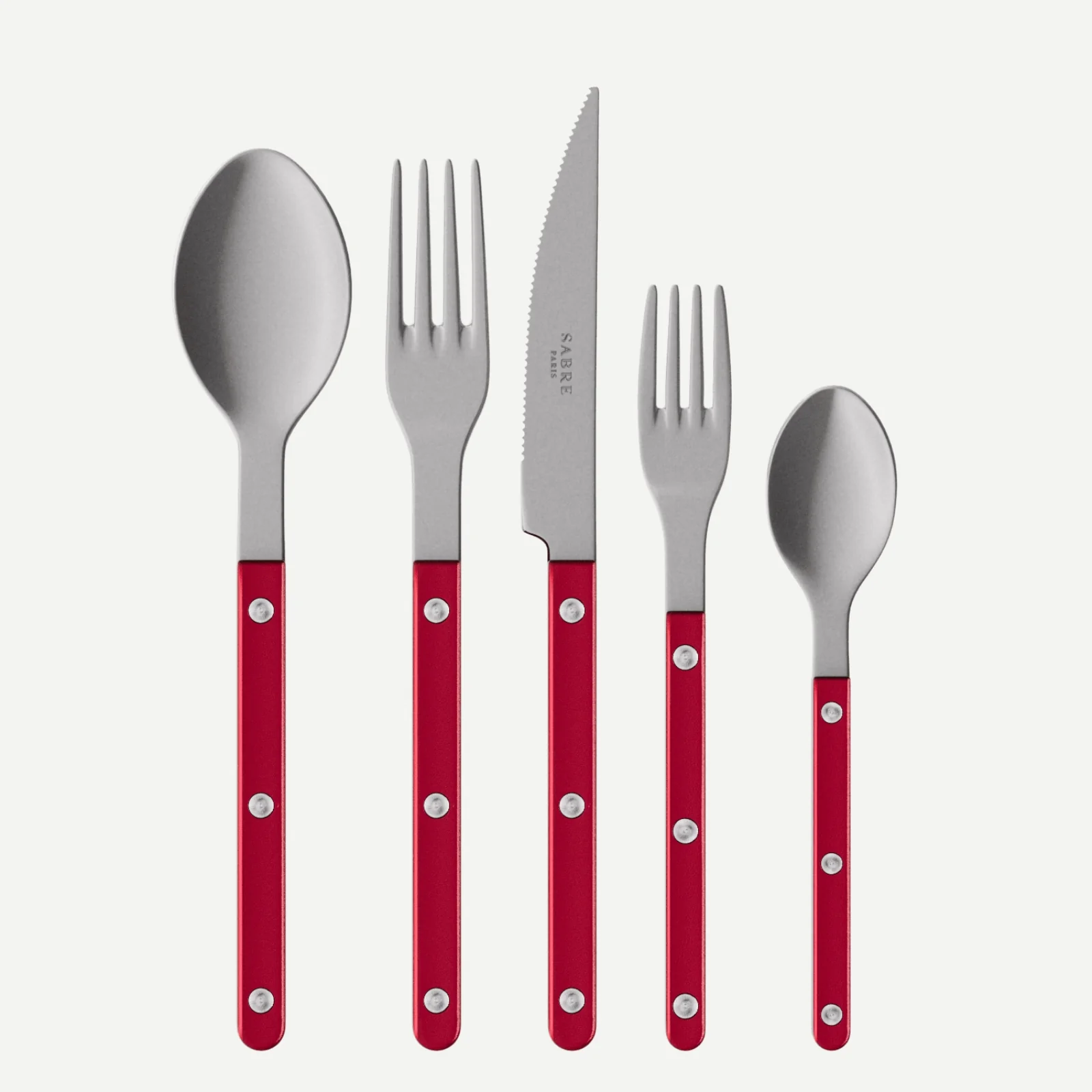 Bistrot Vintage Pearly, Rouge - Set de 5 couverts de table