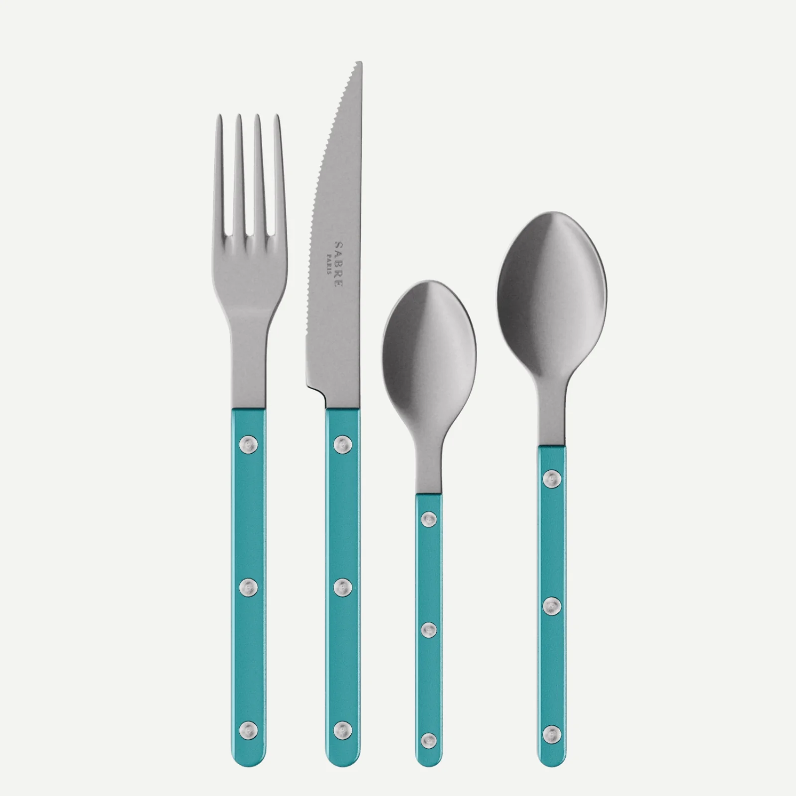 Bistrot Vintage Pearly, Turquoise - Set de 4 couverts de table