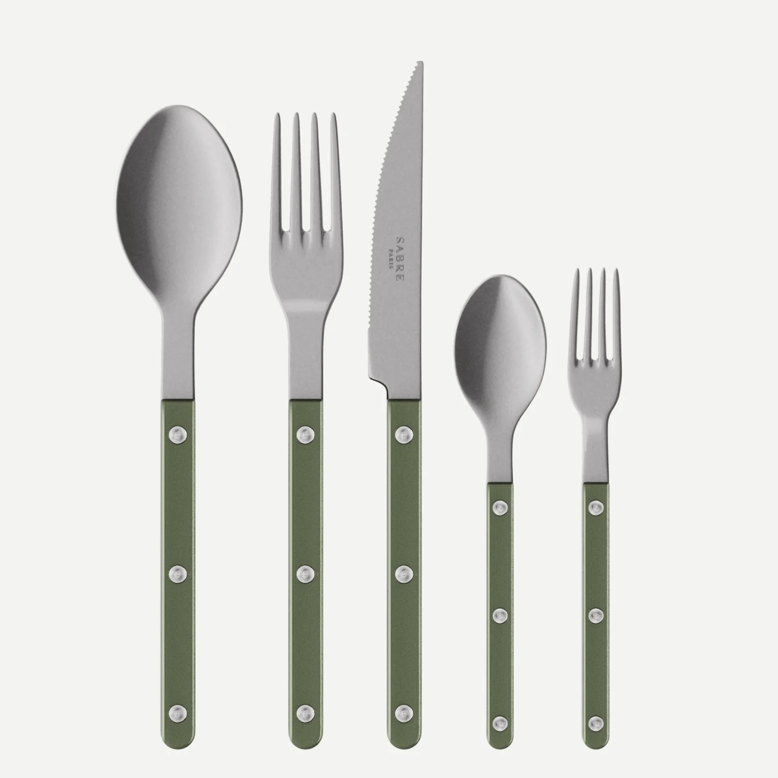 Bistrot Vintage Pearly, Vert foncé - Set de 5 couverts de table