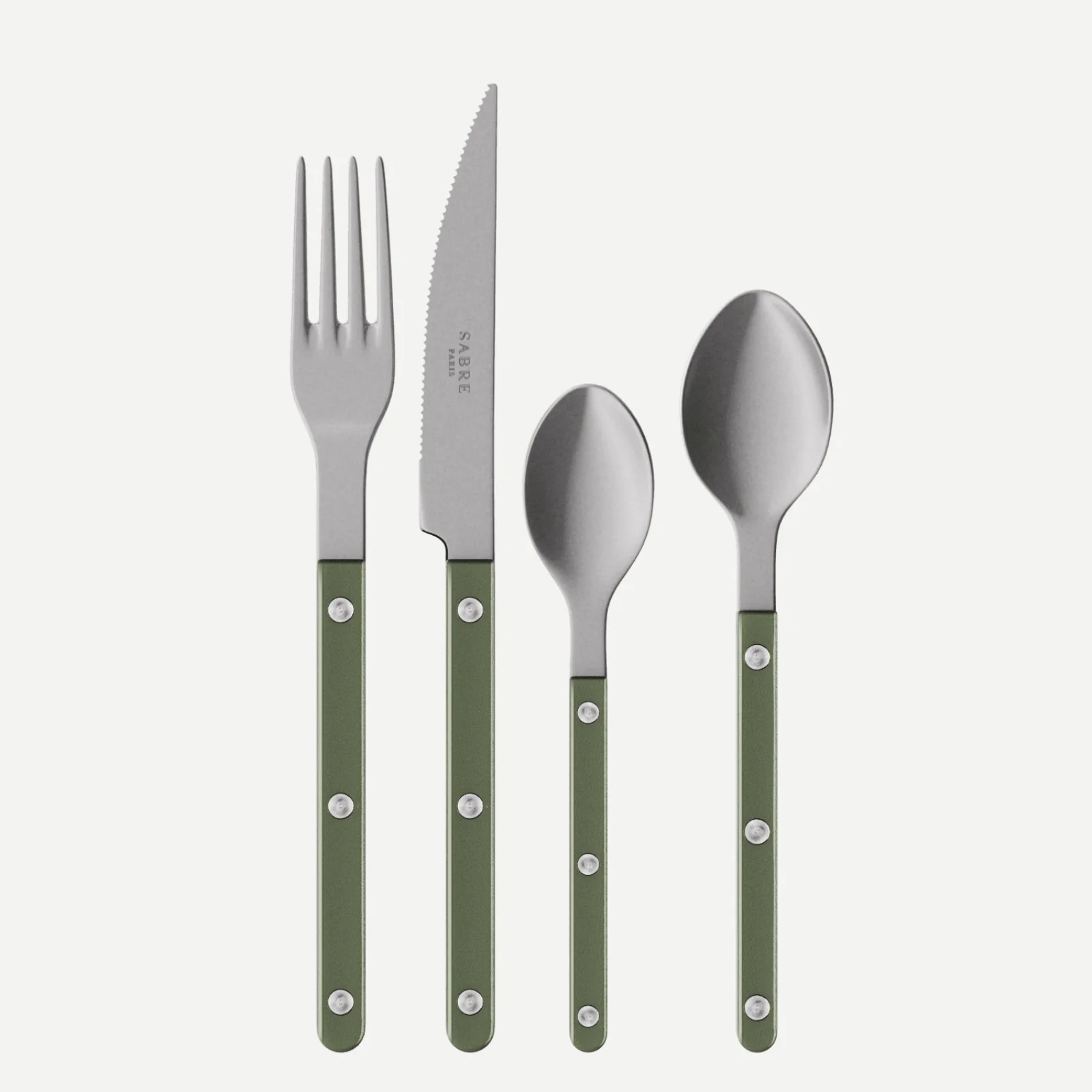 Bistrot Vintage Pearly, Vert foncé - Set de 4 couverts de table