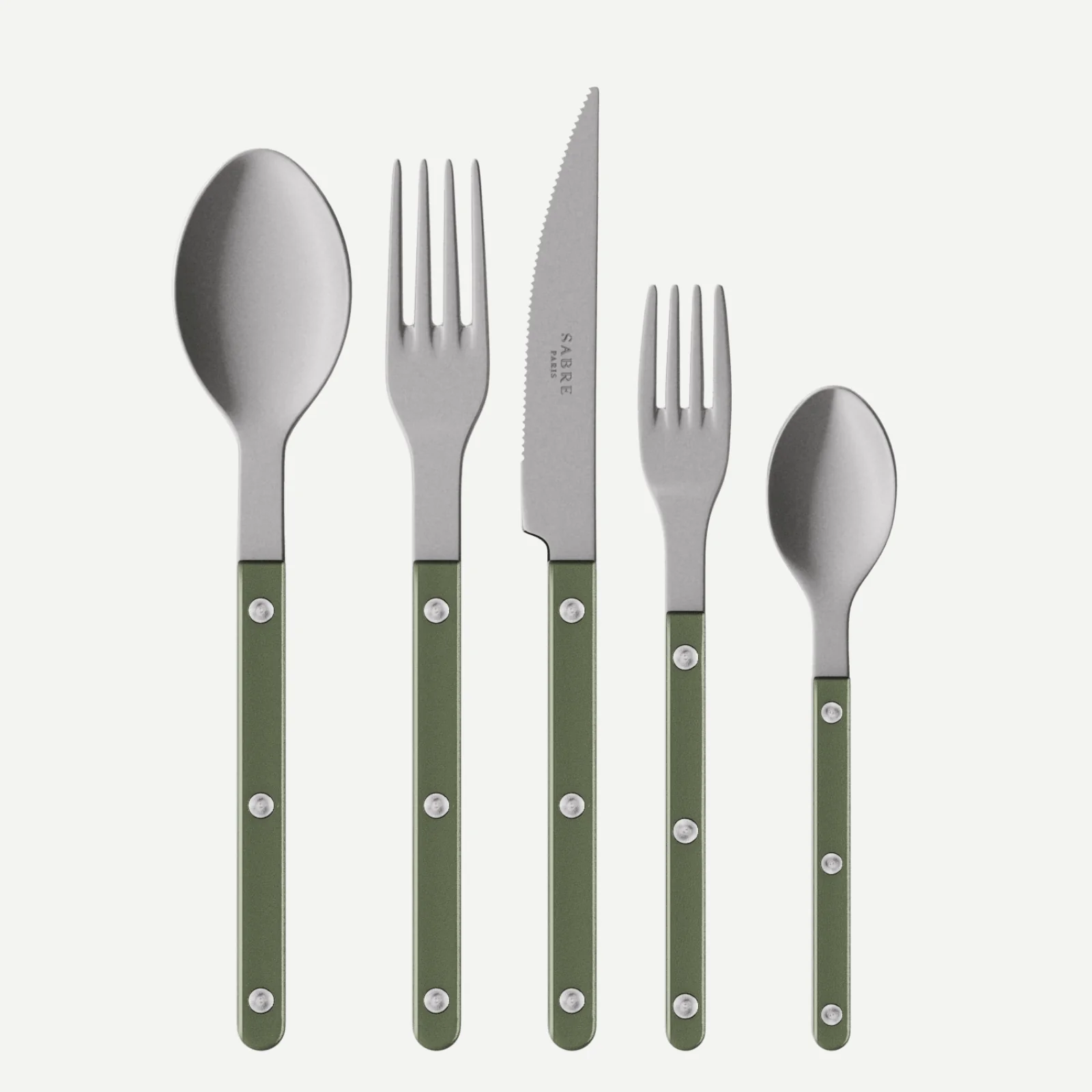 Bistrot Vintage Pearly, Vert foncé - Set de 5 couverts de table