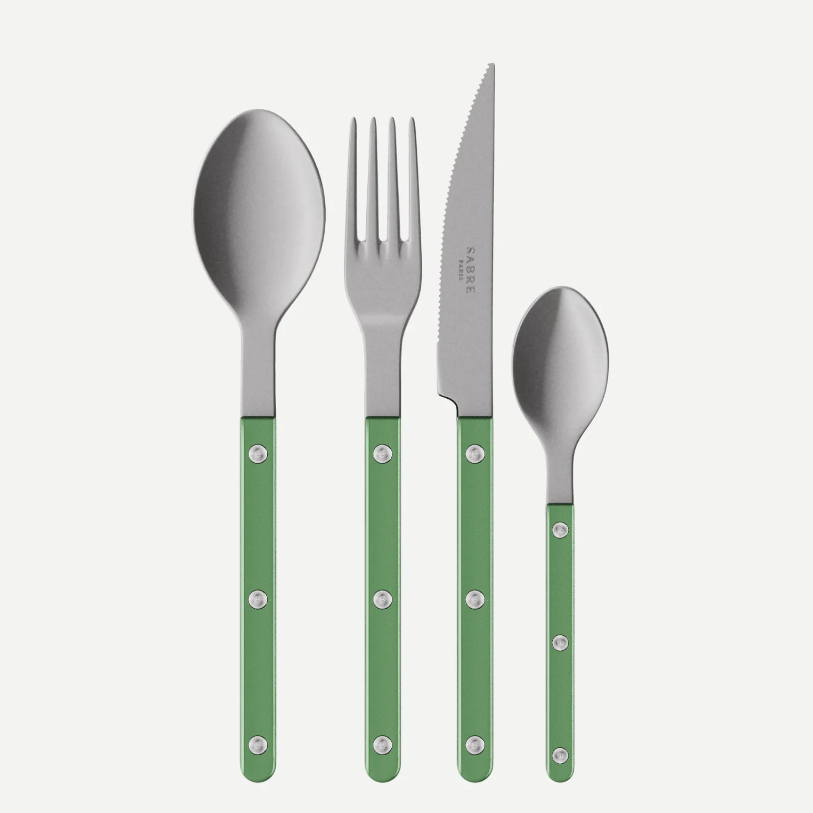 Bistrot Vintage Pearly, Vert jardin - Set de 4 couverts de table