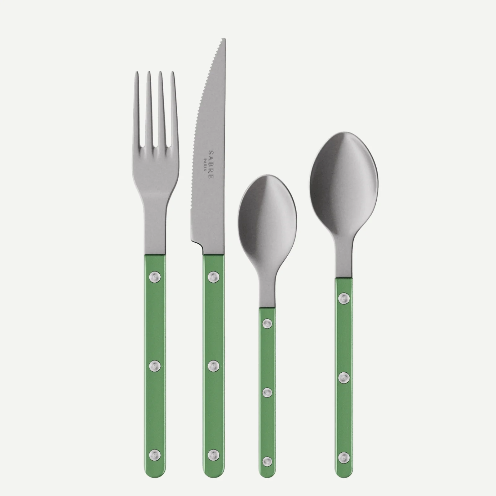 Bistrot Vintage Pearly, Vert jardin - Set de 4 couverts de table