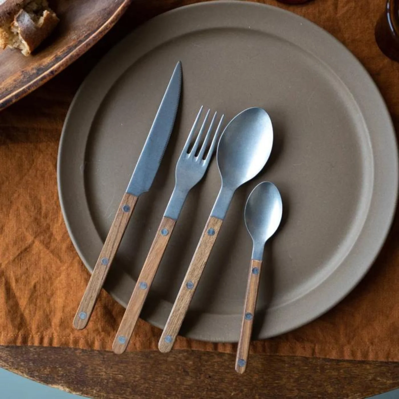 Bistrot Vintage Teck, Teck - Set de 4 couverts de table - Image 3