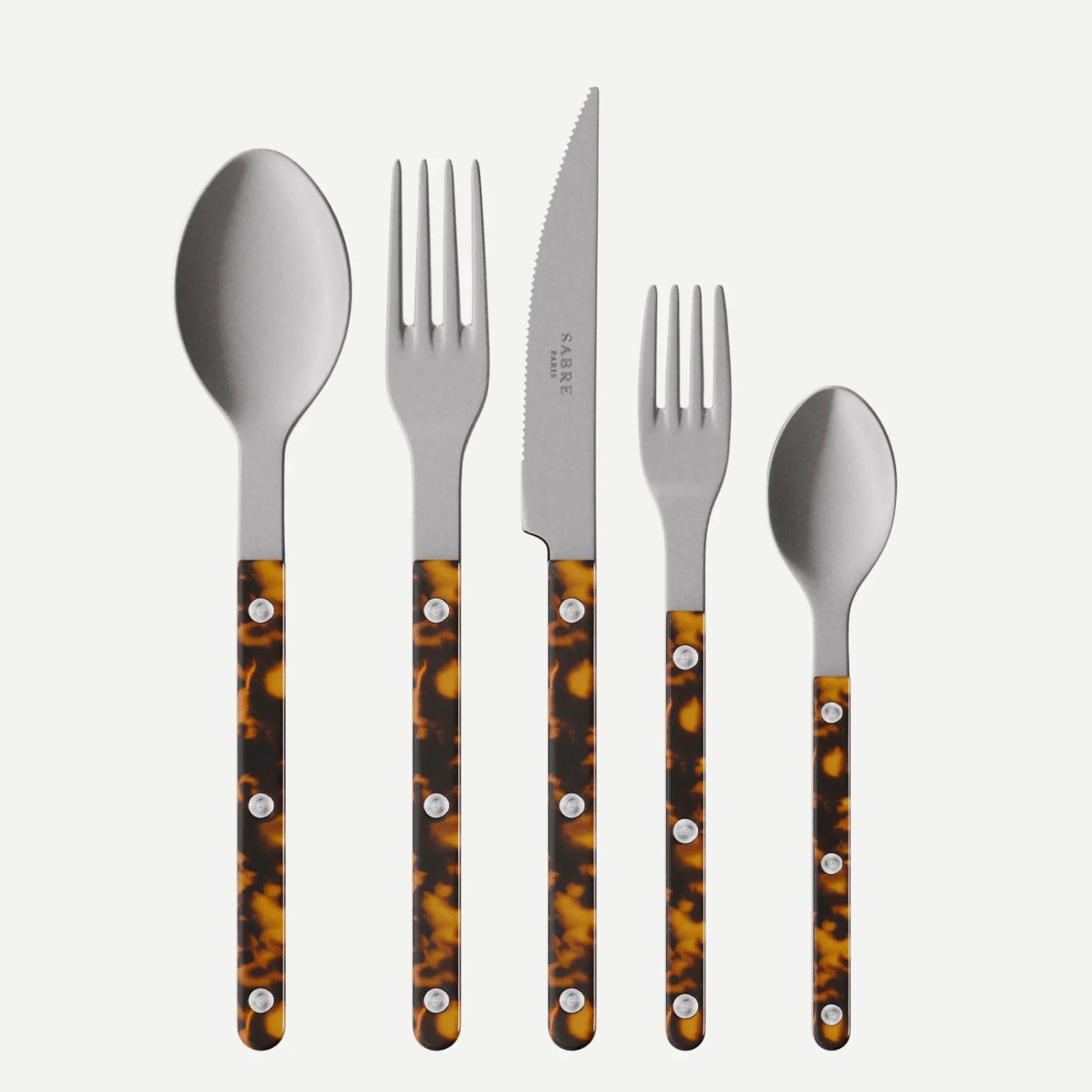 Bistrot Vintage Tortue, Effet Écaille - Set de 5 couverts de table