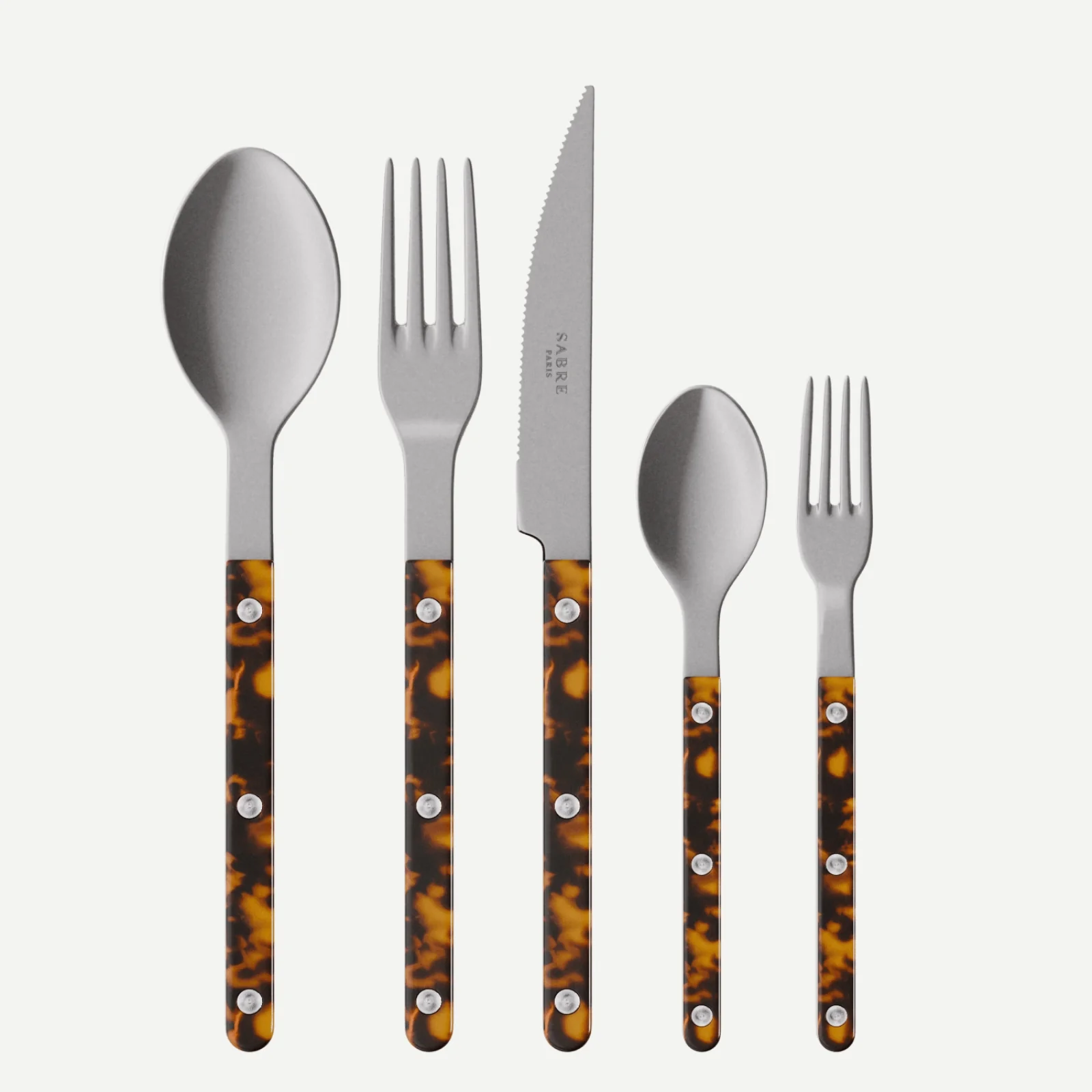 Bistrot Vintage Tortue, Effet Écaille - Set de 5 couverts de table