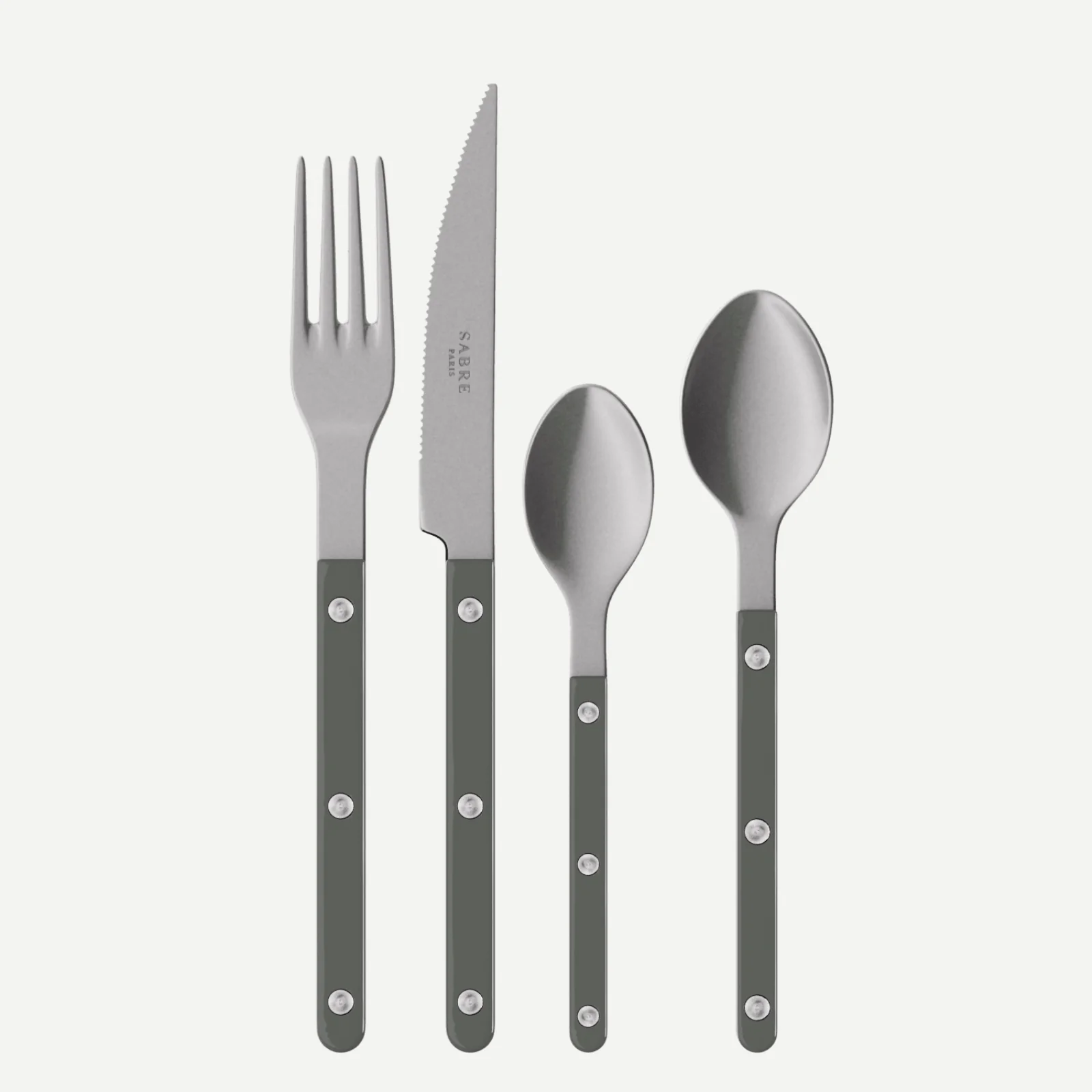 Bistrot Vintage Uni, Anthracite - Set de 4 couverts de table
