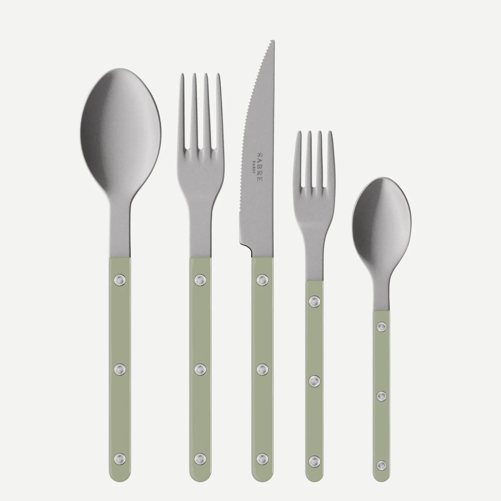 Bistrot Vintage Uni, Asperge - Set de 5 couverts de table