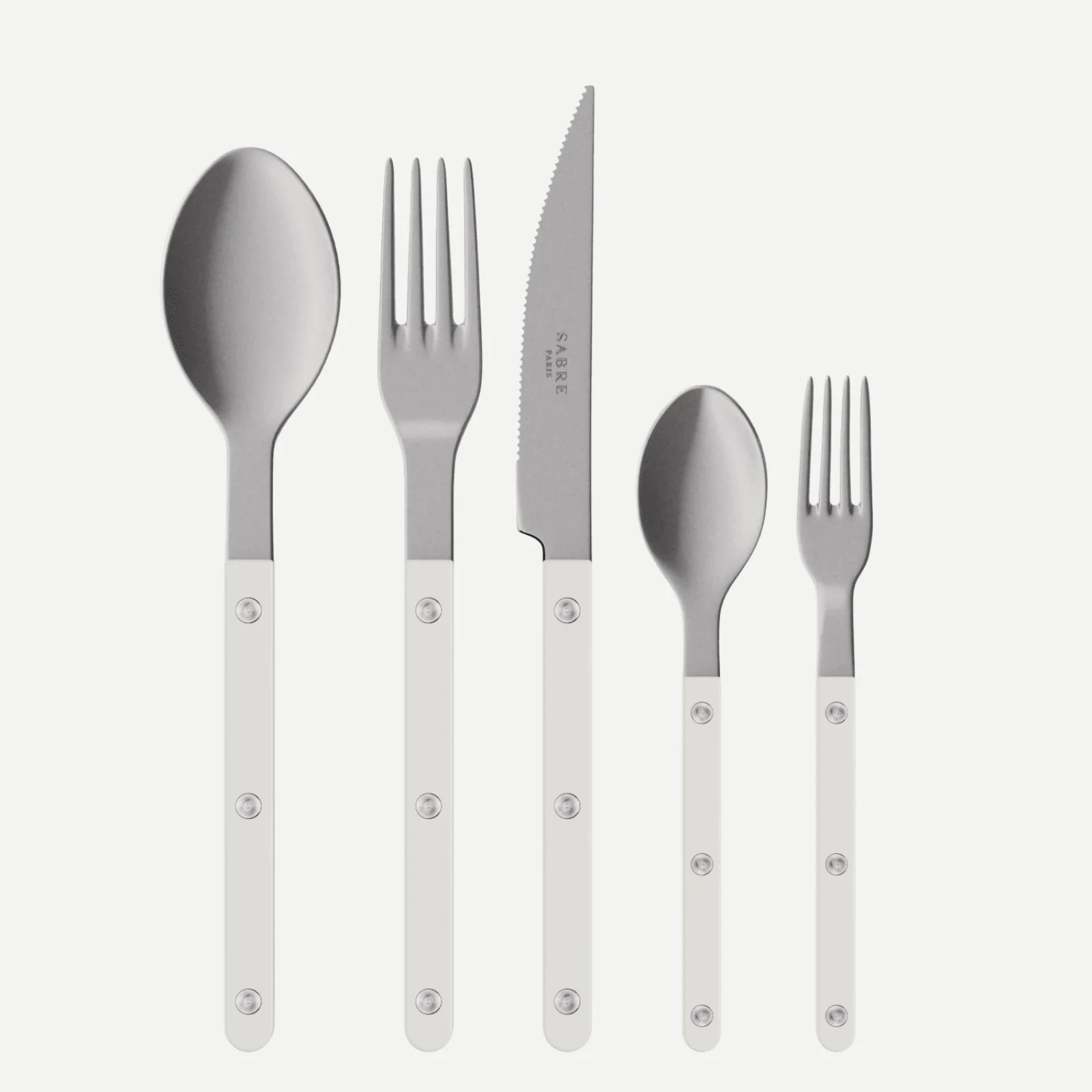 Bistrot Vintage Uni, Blanc - Set de 5 couverts de table