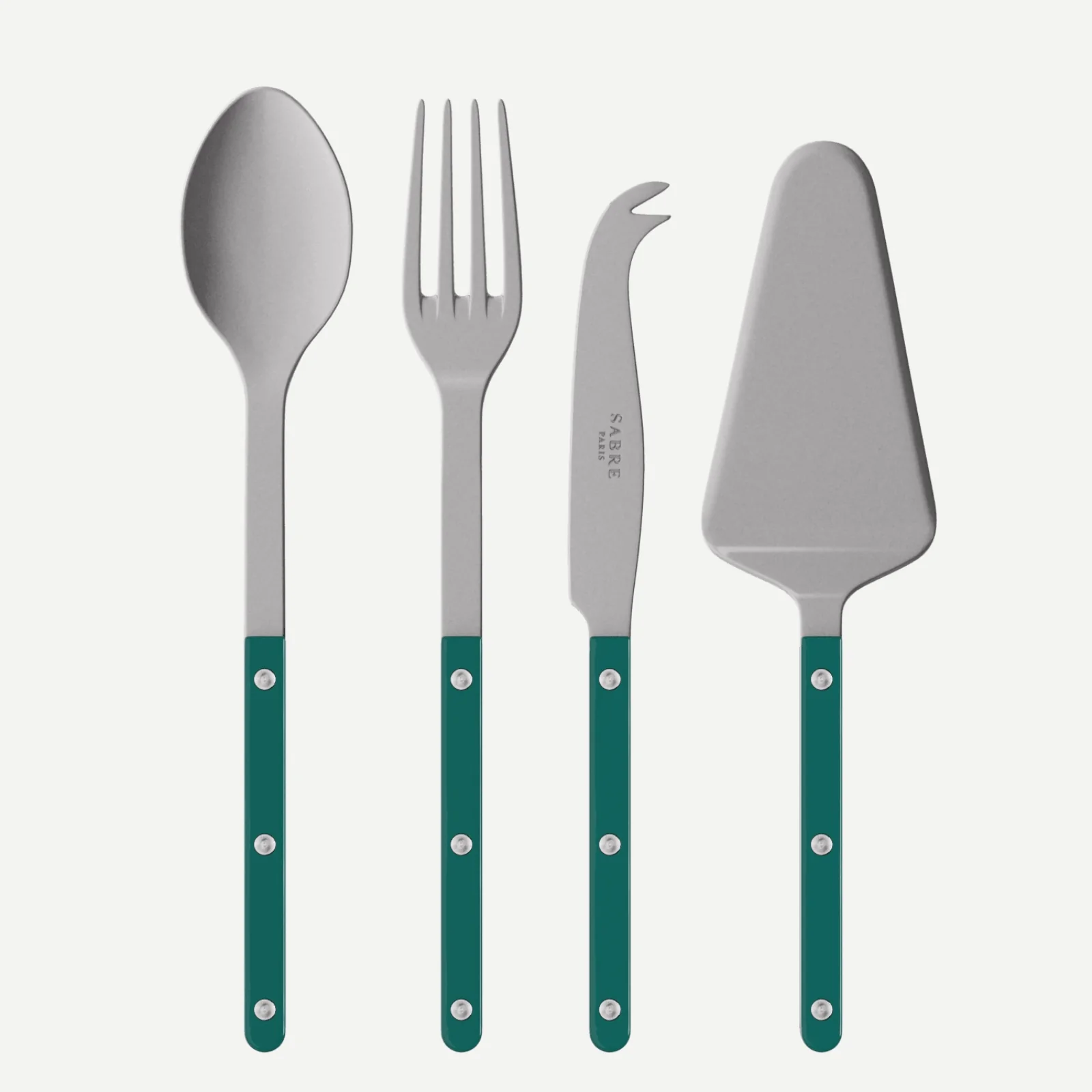 Bistrot Vintage Uni, Bleu canard - Set Les Essentiels Bistrot - ensemble de 4 couverts de service